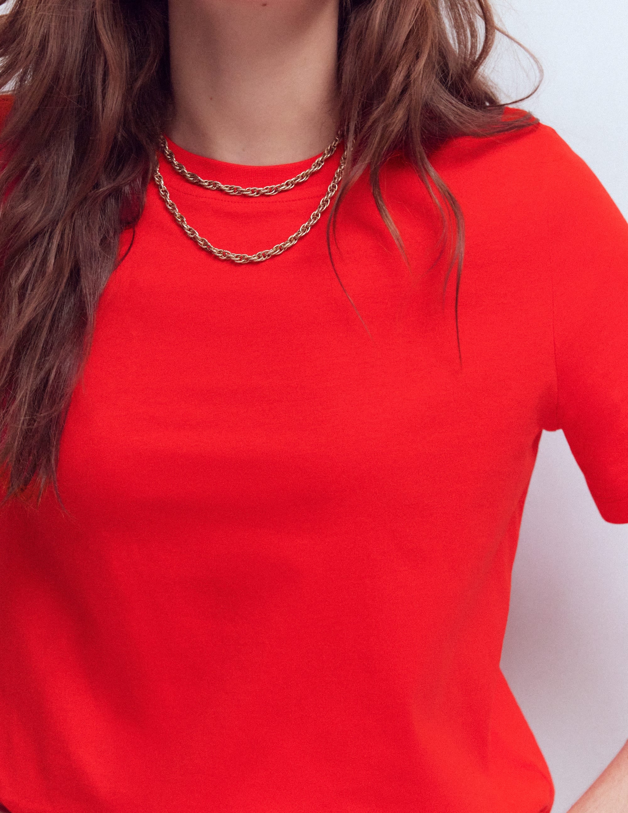 Baumwoll-T-Shirt mit Rundhalsausschnitt-ROT - Image 2