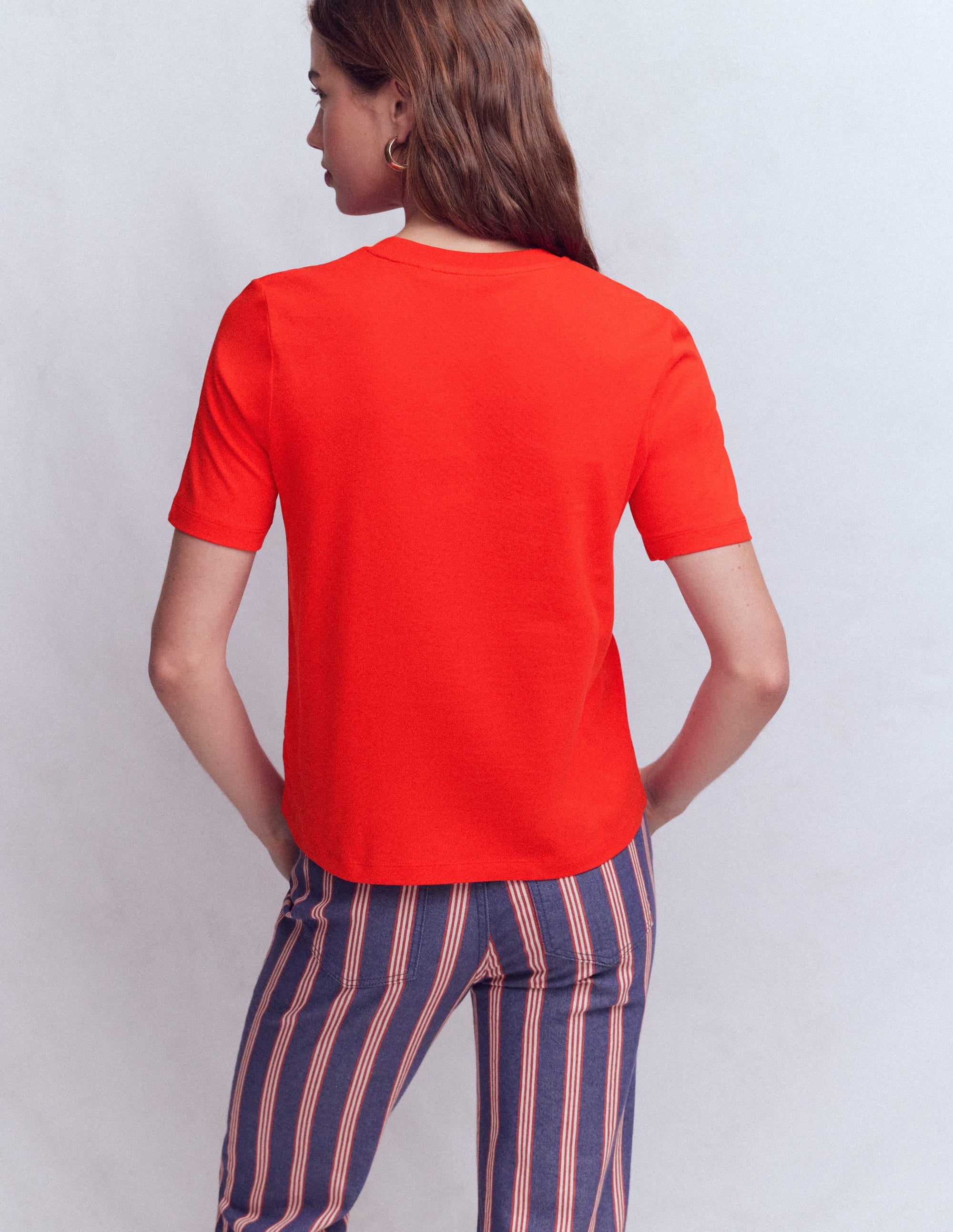 Baumwoll-T-Shirt mit Rundhalsausschnitt-ROT - Image 3