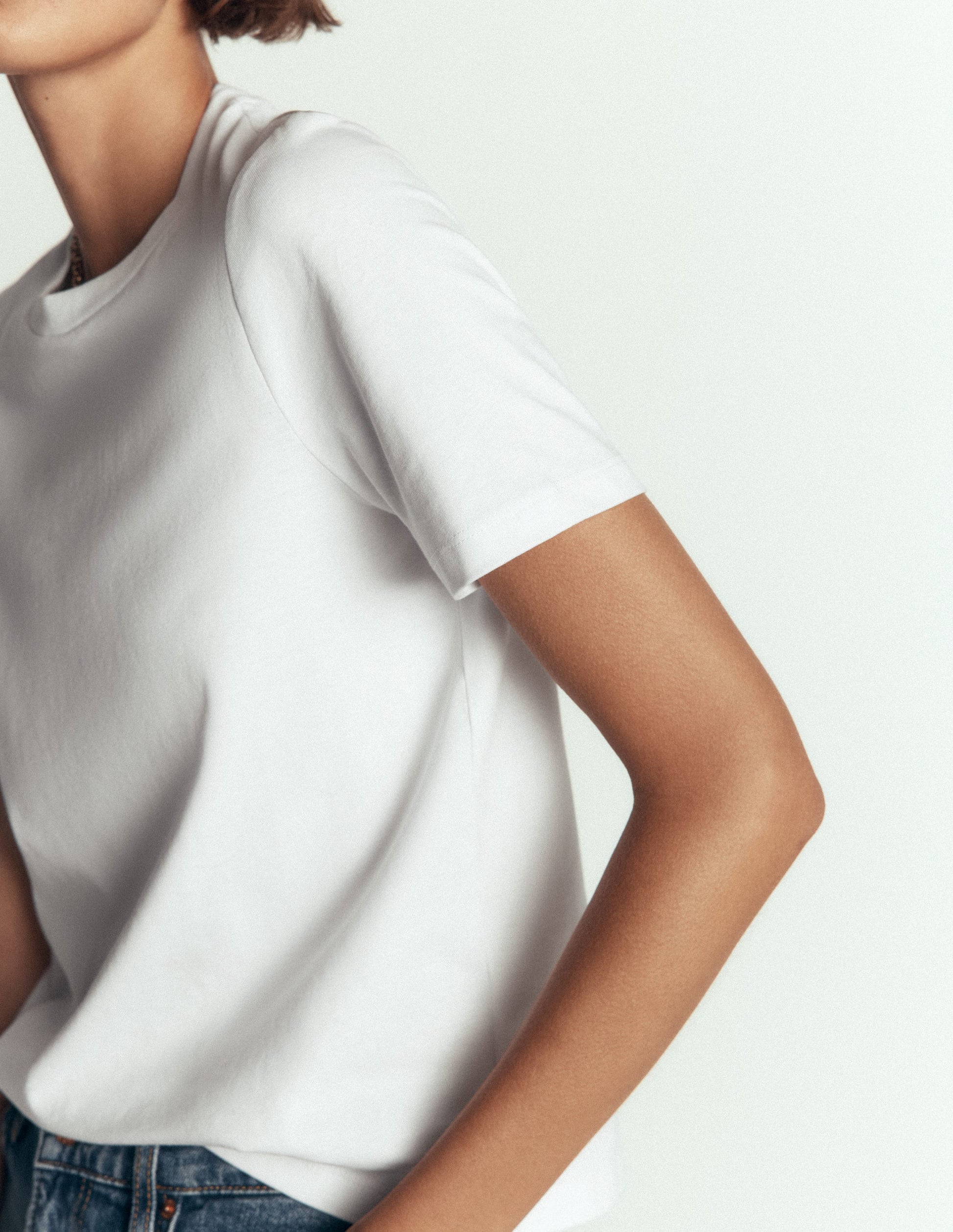T-shirt col rond en coton-Blanc-2