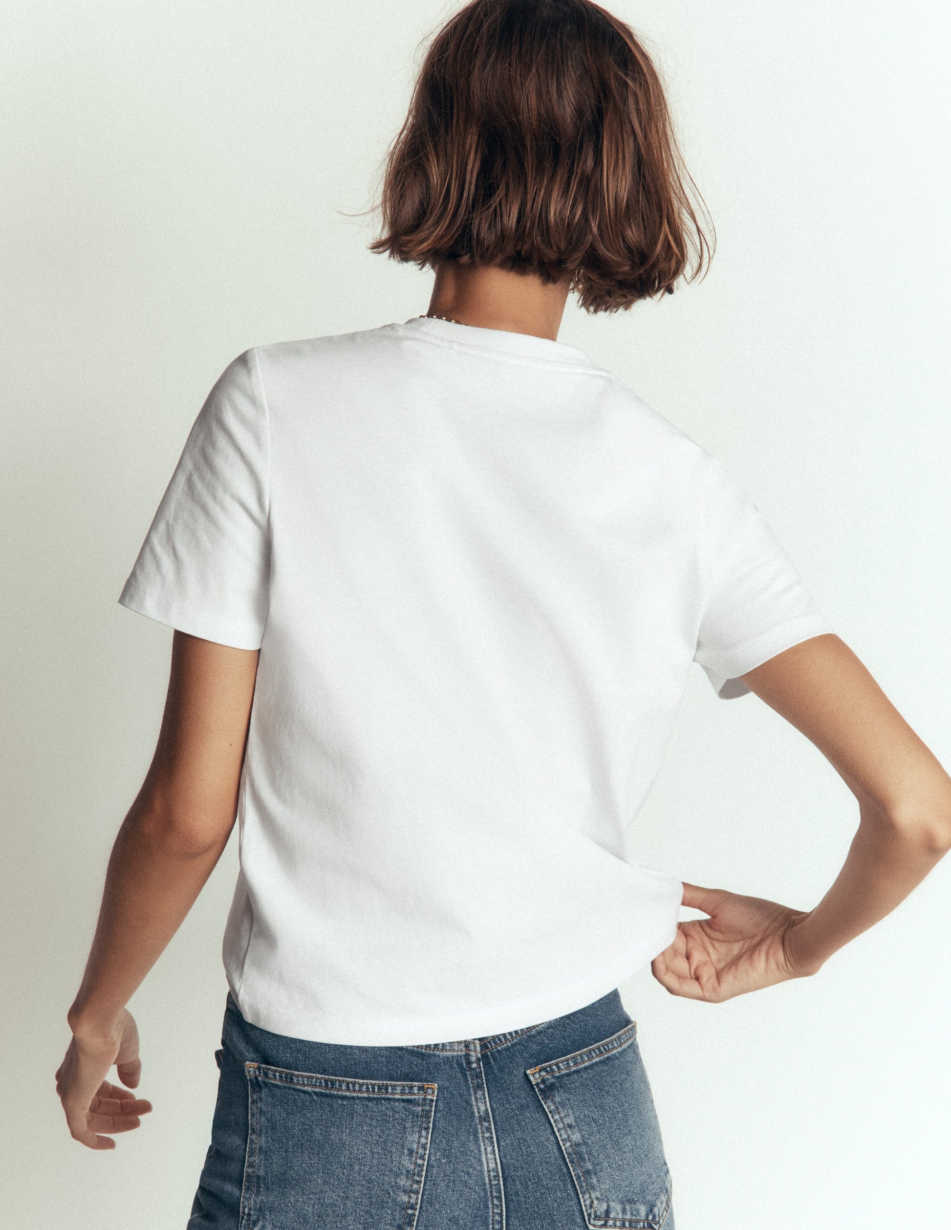 T-shirt col rond en coton-Blanc-3