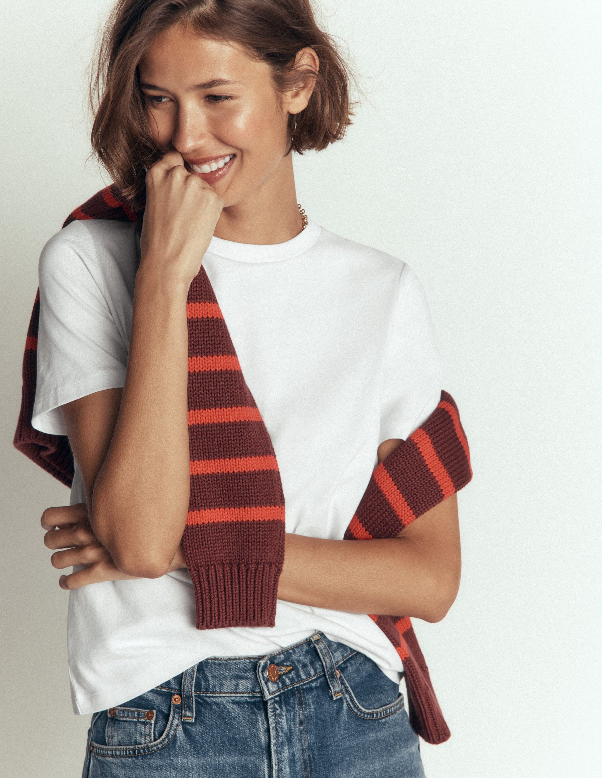T-shirt col rond en coton-Blanc-4