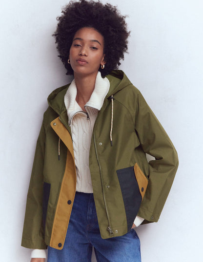 Leichter Regenmantel-Waldgrün, Blockfarben-1