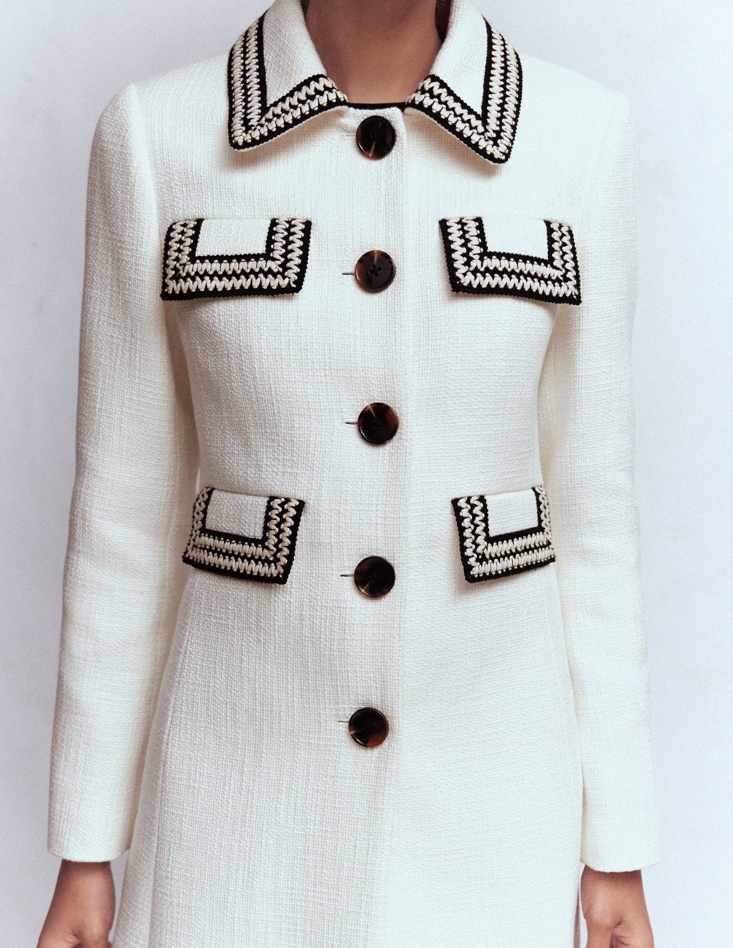 Pocket Detail Coat-Ivory