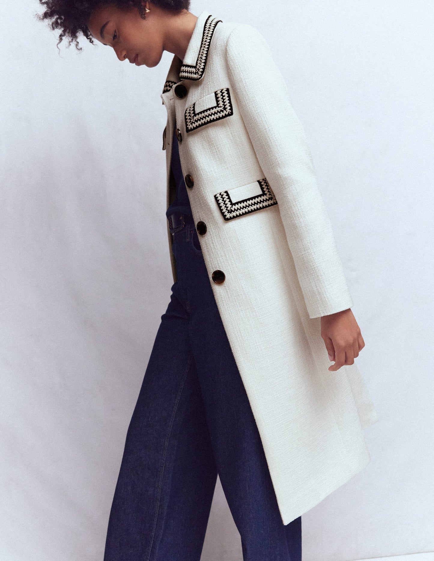 Pocket Detail Coat-Ivory