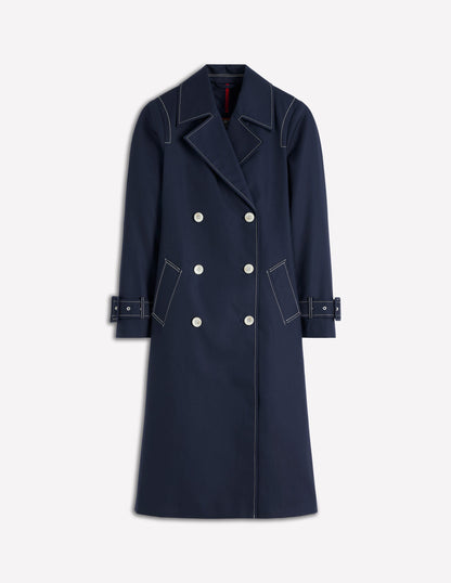 Zweireihiger Trenchcoat-Marineblau-6