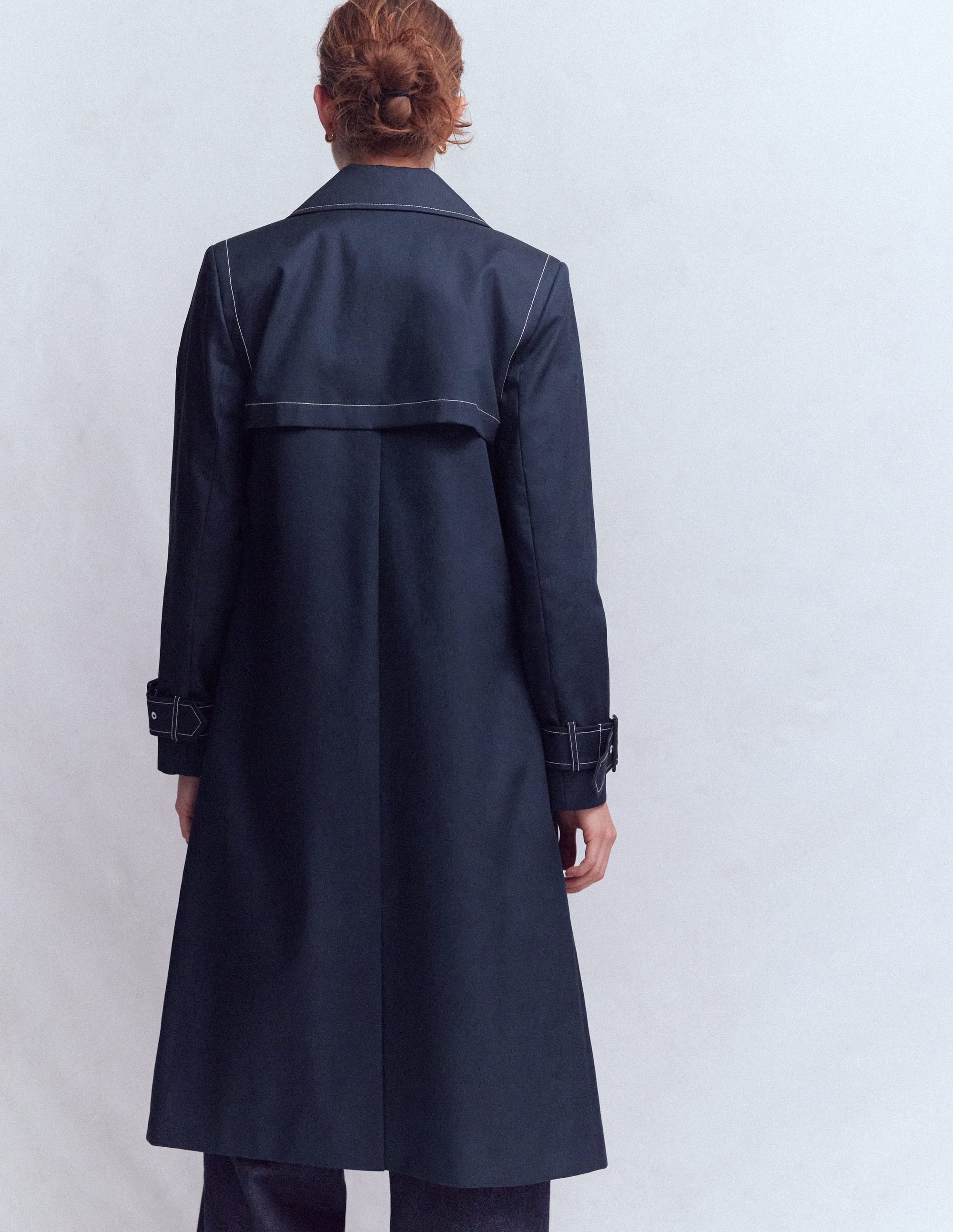 Zweireihiger Trenchcoat-Marineblau - Image 3
