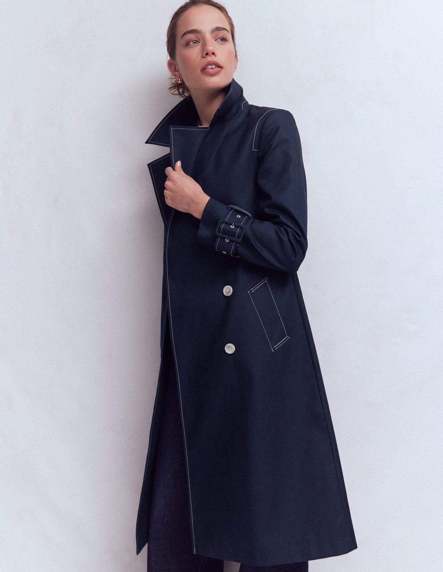 Zweireihiger Trenchcoat-Marineblau