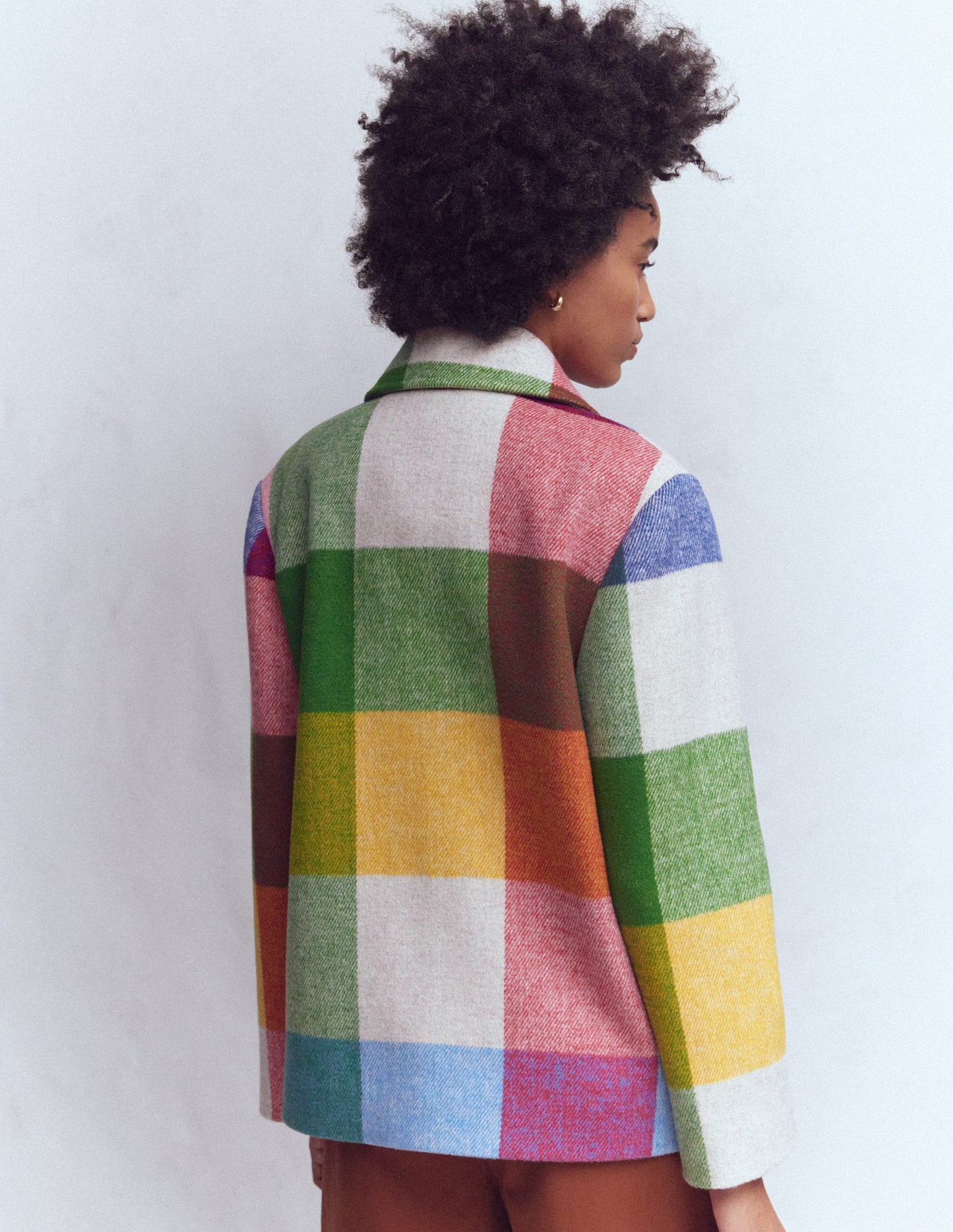 Manteau en laine avec col à revers-Vichy multi géant