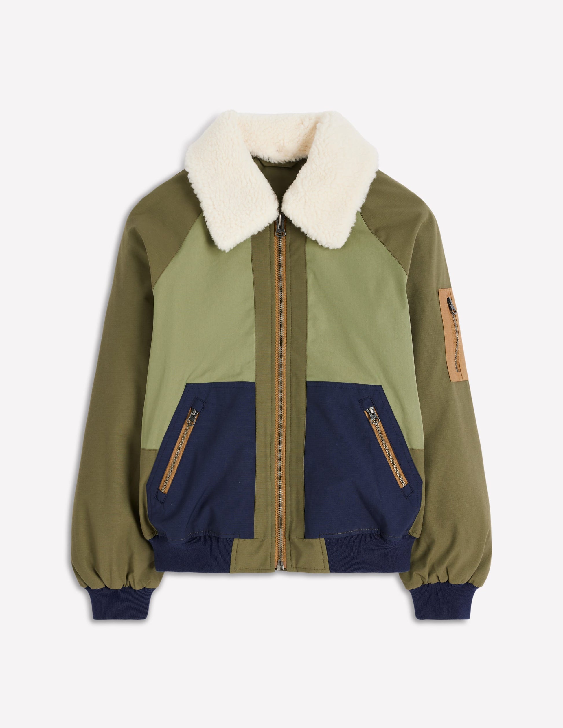 Veste bomber à détails en borg-Vert des bois-7
