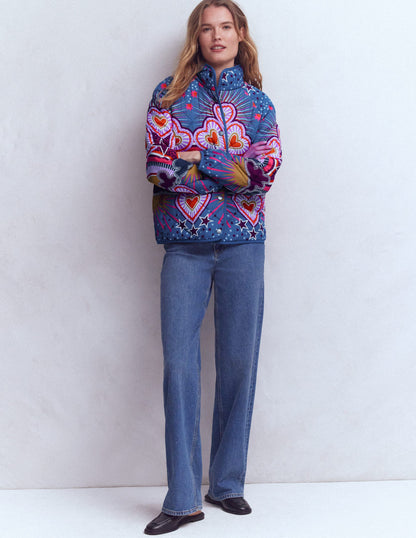 Bedruckte Steppjacke-Bunt, Gesprächsstoff-1