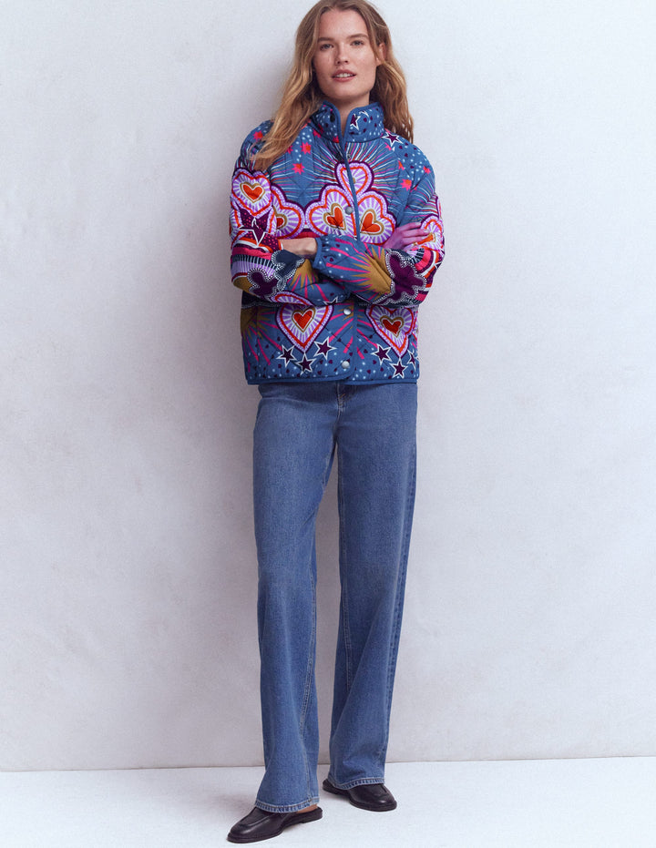 Bedruckte Steppjacke-Bunt, Gesprächsstoff