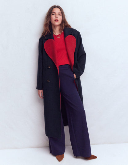 Cocoon Wool Coat-Navy Heart-1