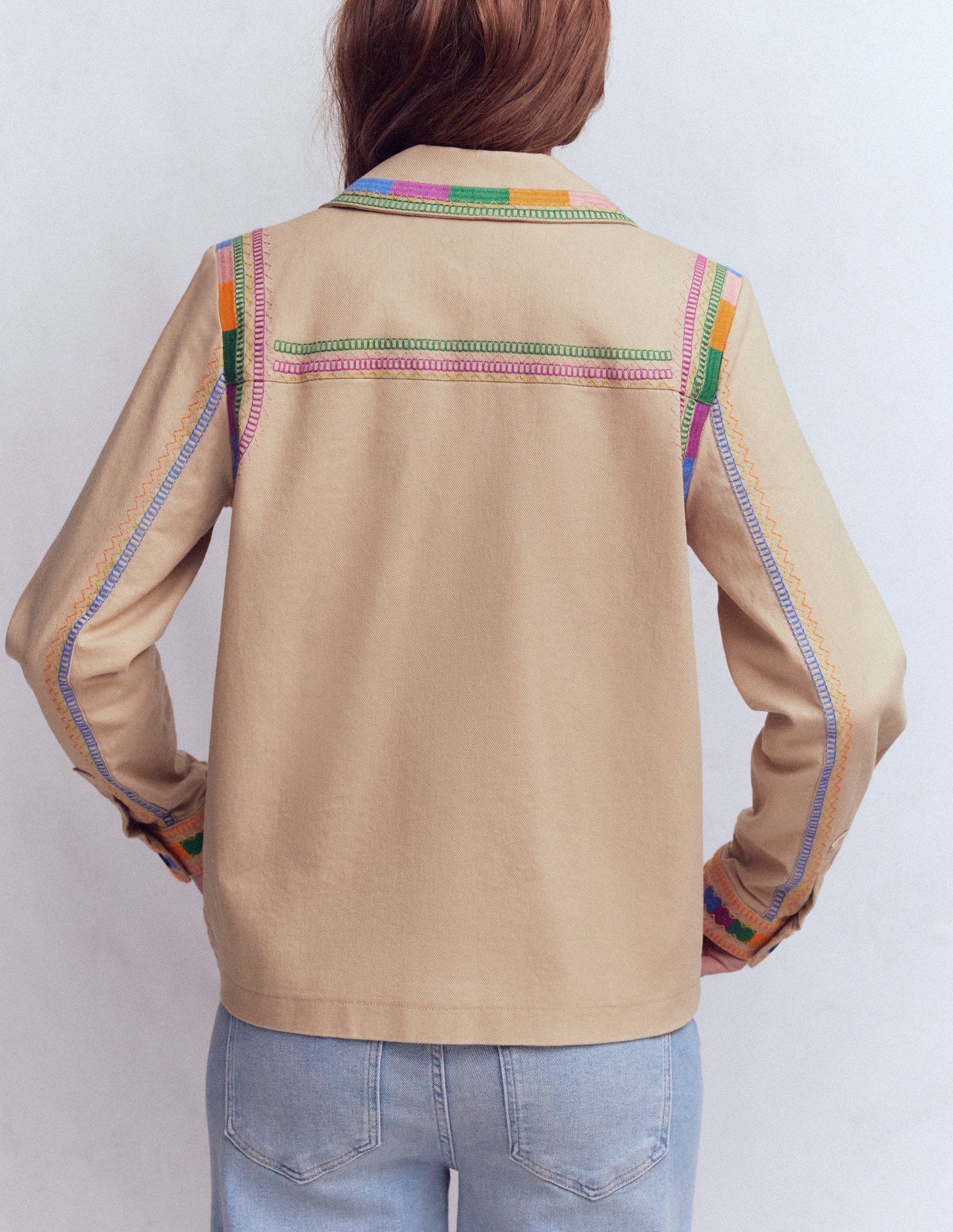 Veste utilitaire brodée-Camel chiné - Image 3