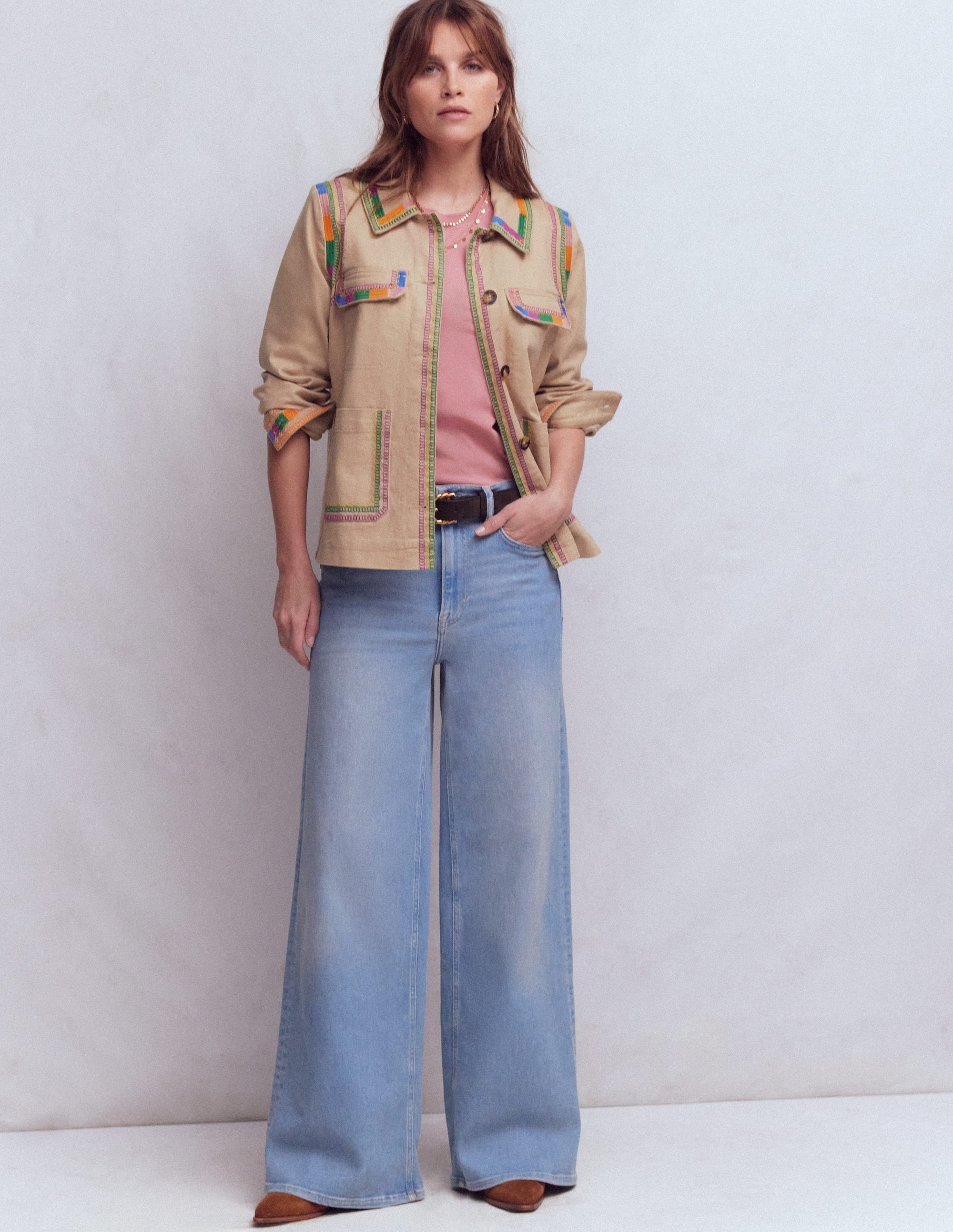 Veste utilitaire brodée-Camel chiné - Image 4