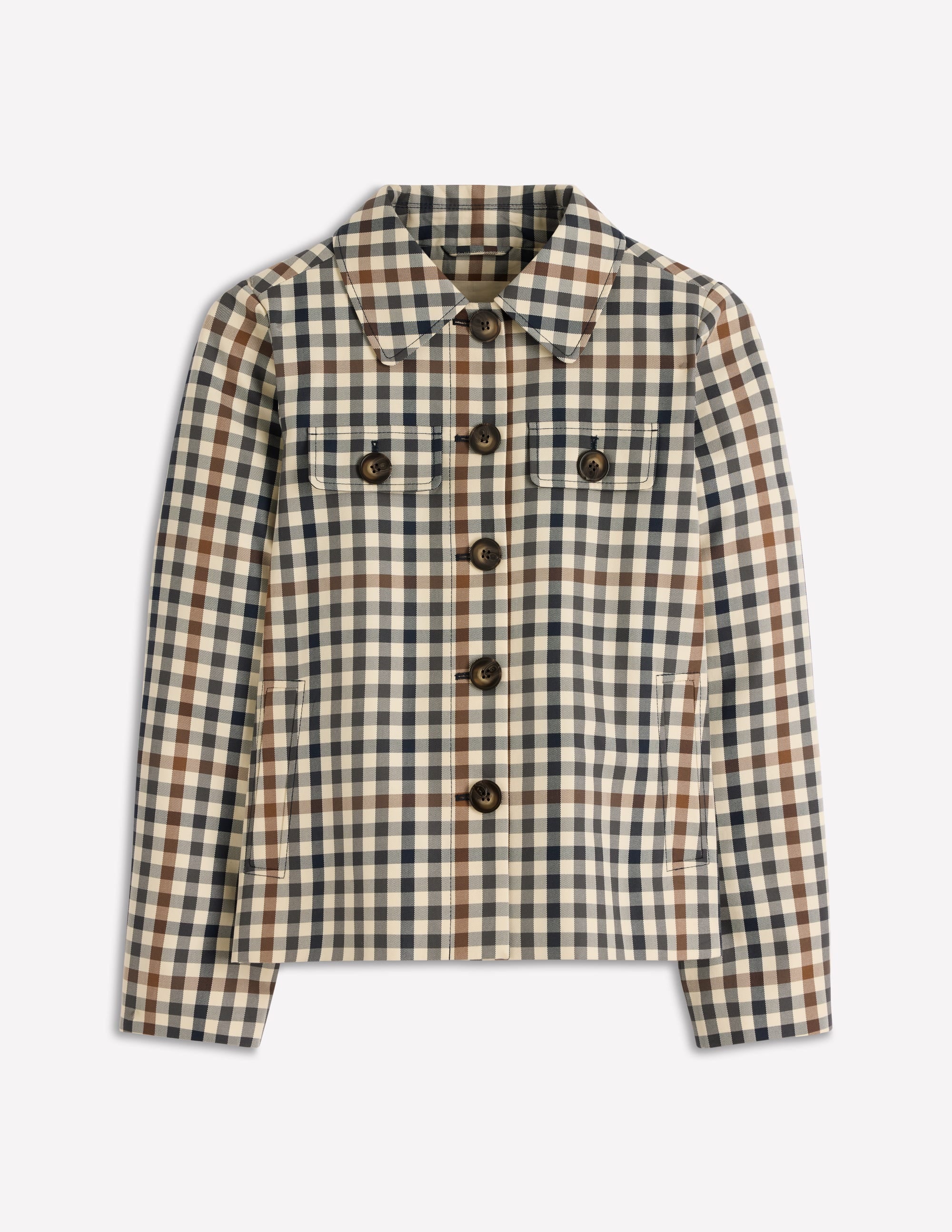 Gloucester Trenchcoat-Grau, Braun Vichykaro - Image 7
