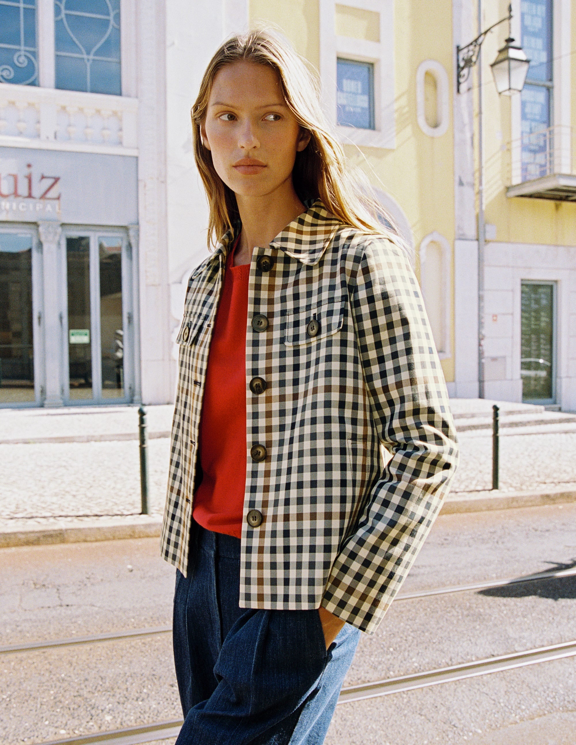 Gloucester Trenchcoat-Grau, Braun Vichykaro - Image 6