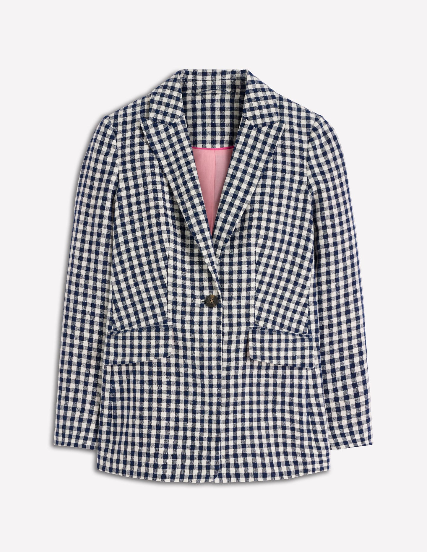 Blazer Woodbridge en lin-Vichy bleu marine et ivoire