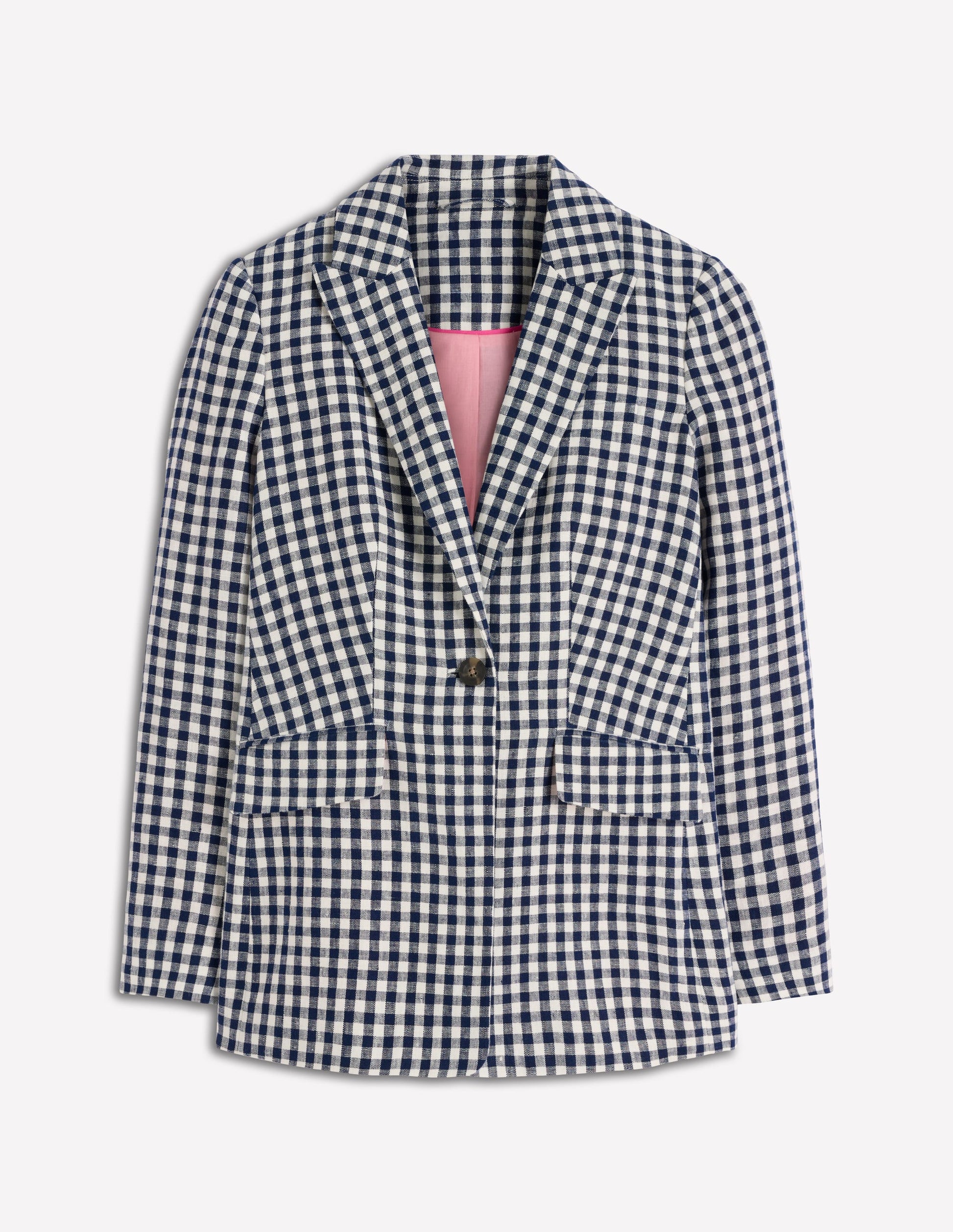 Blazer Woodbridge en lin-Vichy bleu marine et ivoire-6