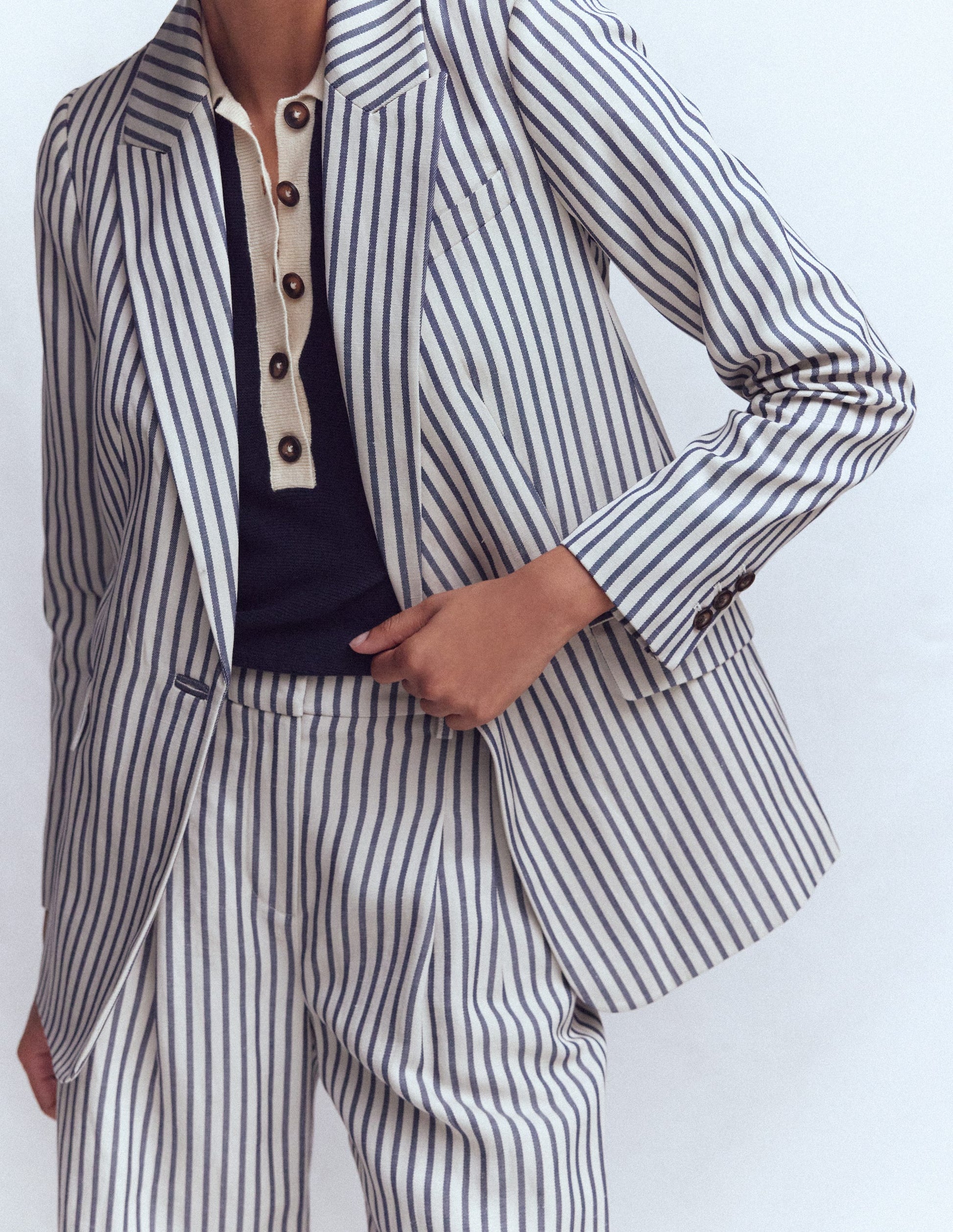 Woodbridge Relaxed Blazer-Blue and Ivory Stripe-3