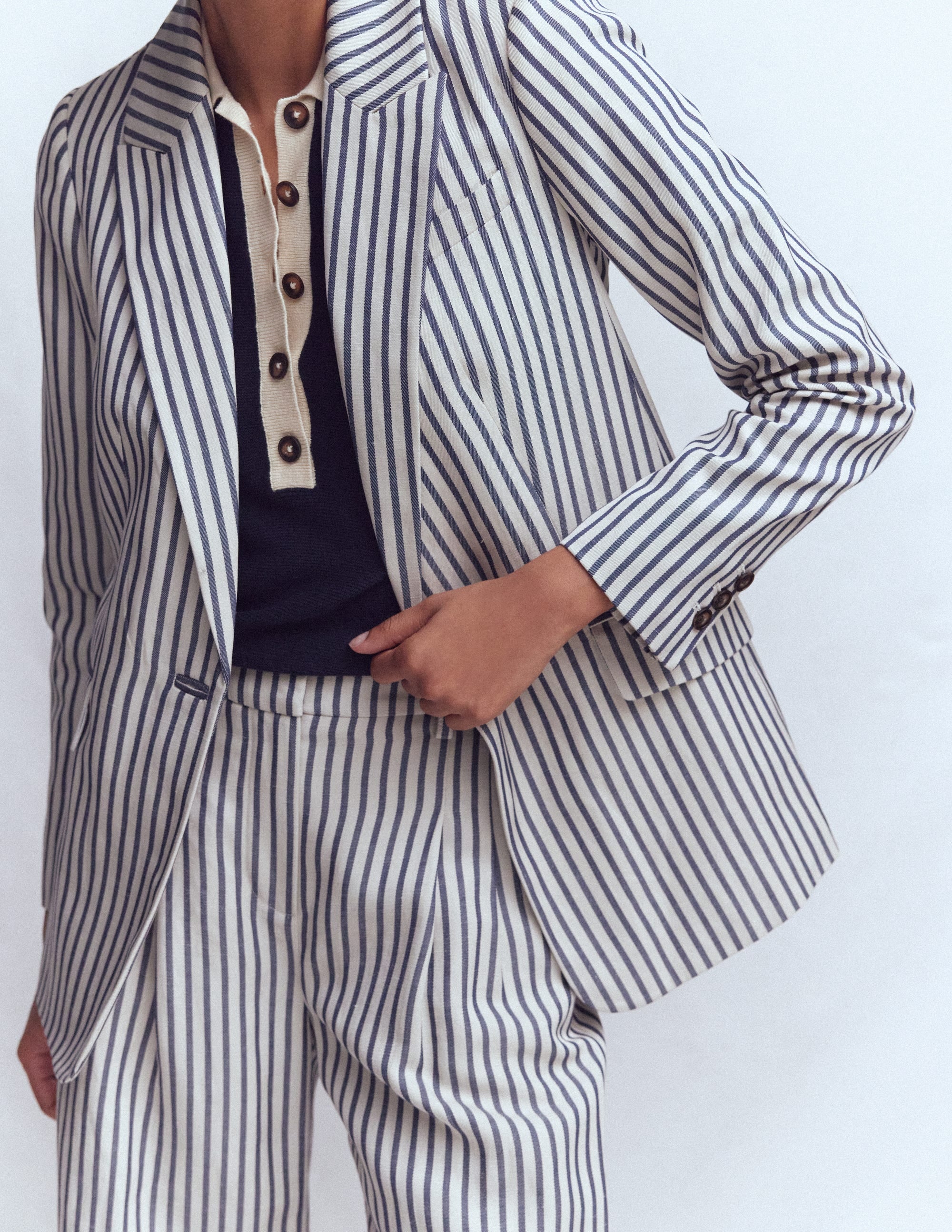 Woodbridge Lockerer Blazer-Blau und Naturweiß Gestreift - Image 2