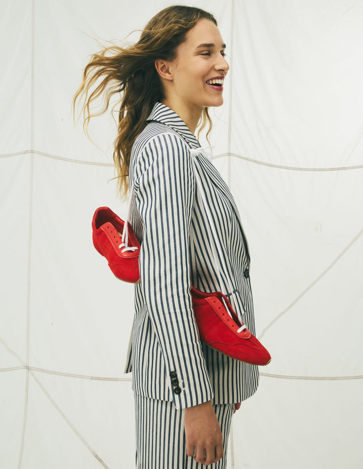 Woodbridge Lockerer Blazer-Blau und Naturweiß Gestreift