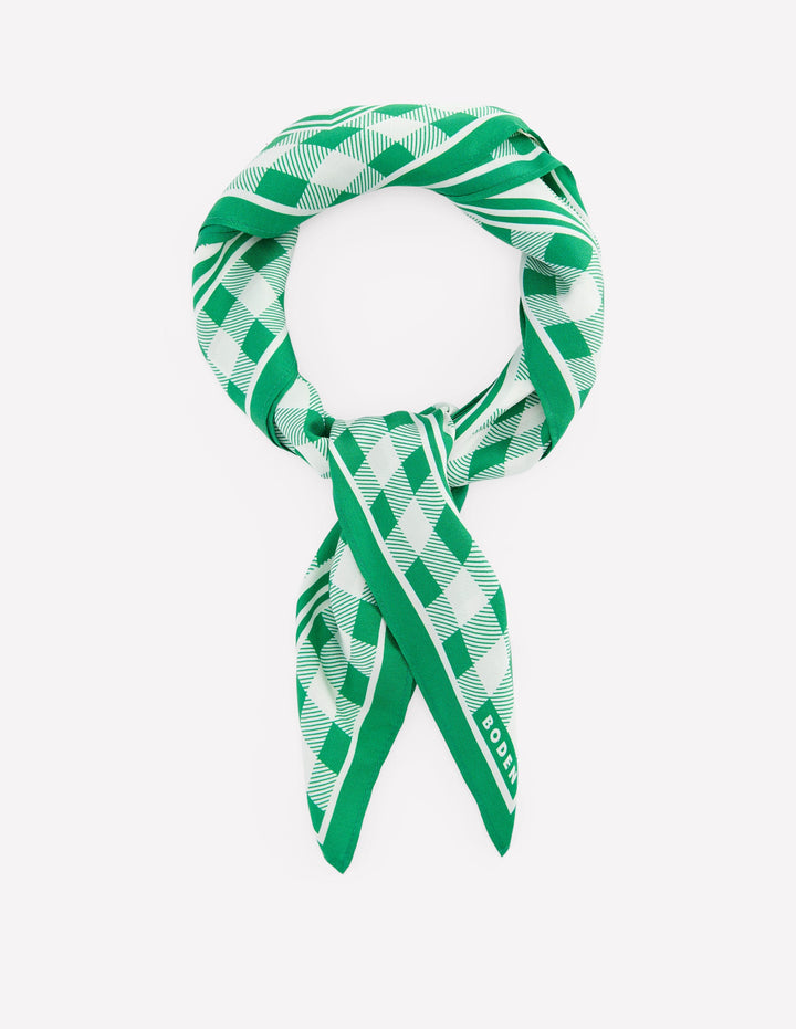 Foulard carré Elisabeth en soie-Grün Karo