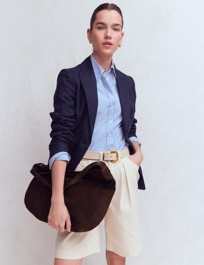 Sac besace en daim-Chocolat amer-1