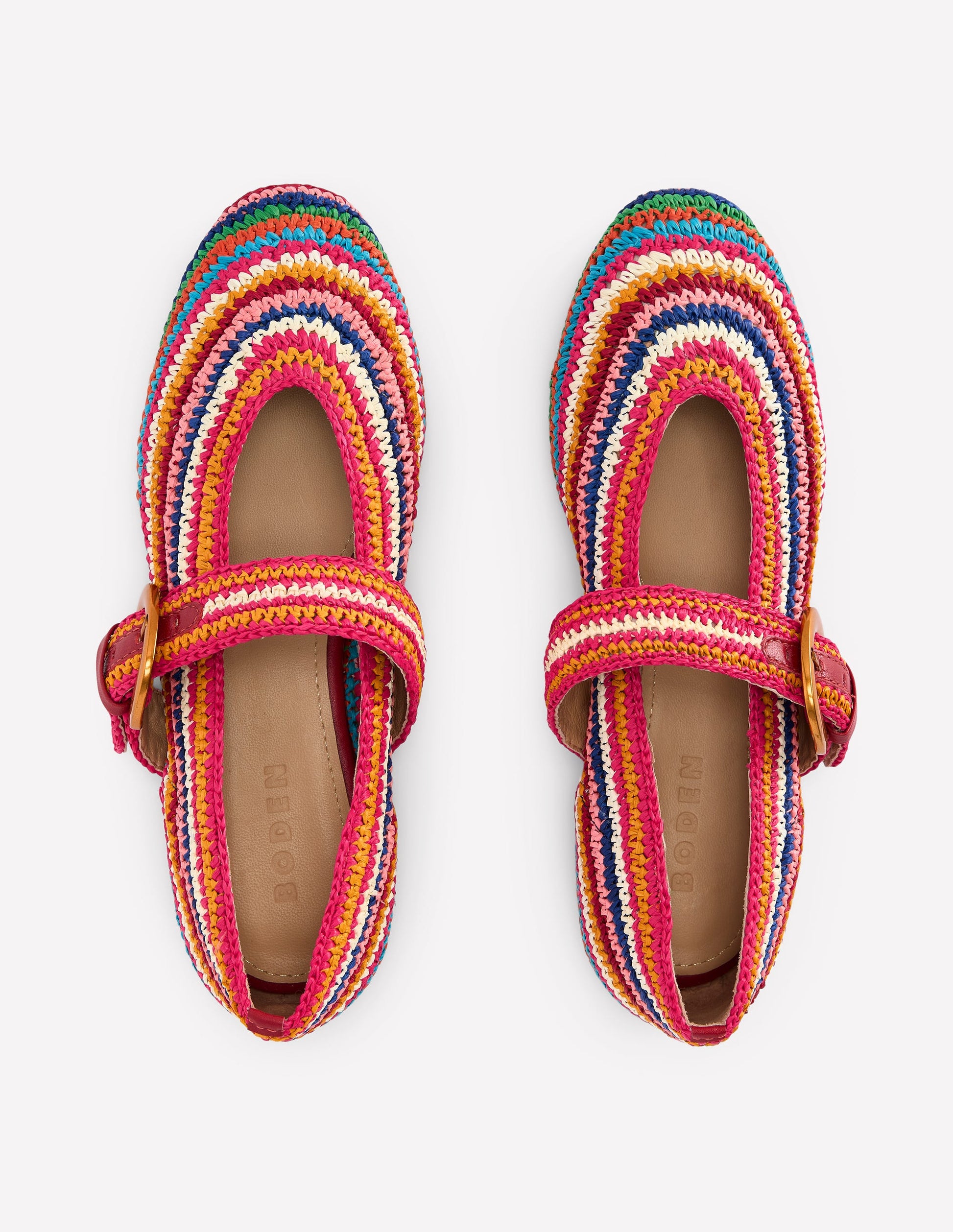Kylie Flat Buckle Mary Janes-Multi Raffia-6