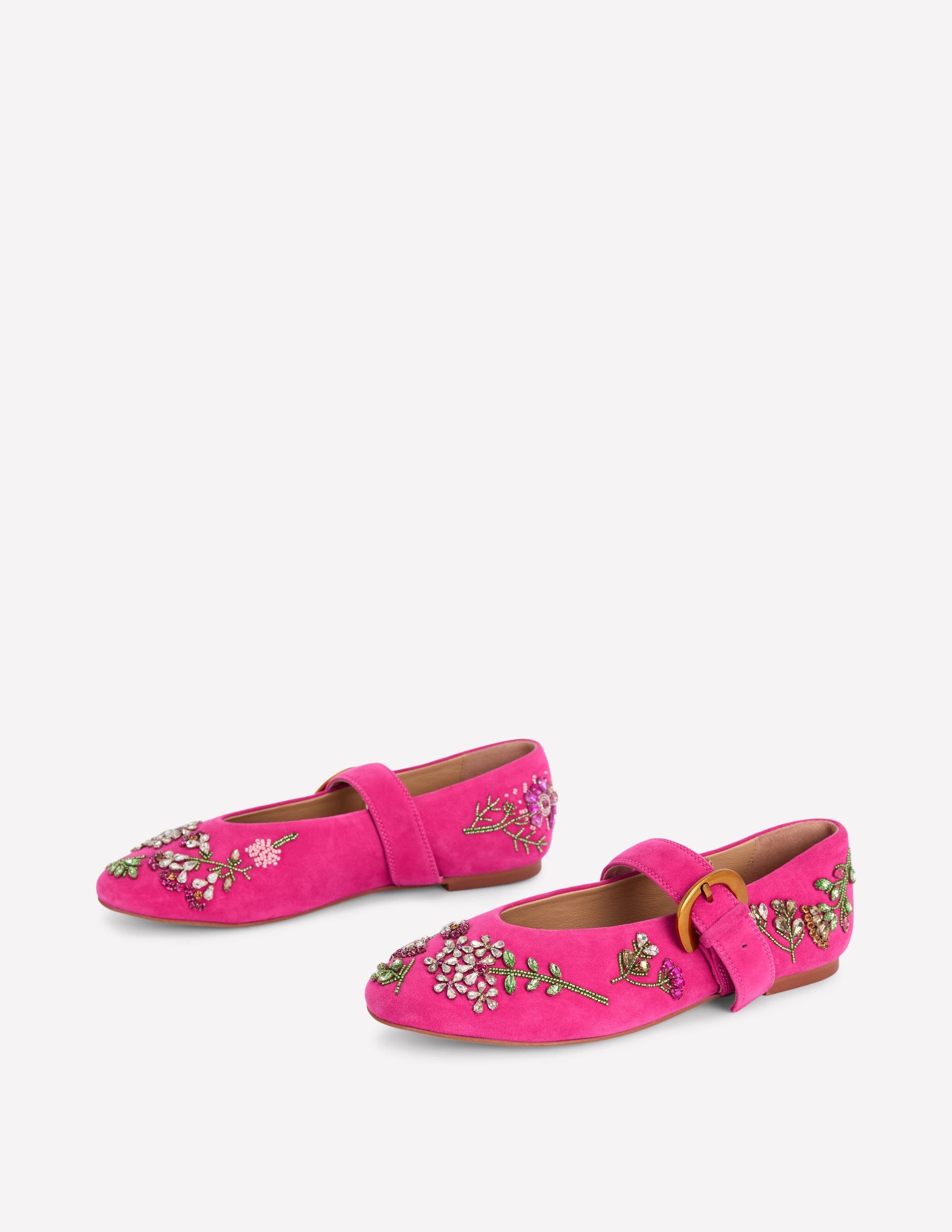 Kylie Flache Mary Janes mit Schnalle-Verziert Rosa-3