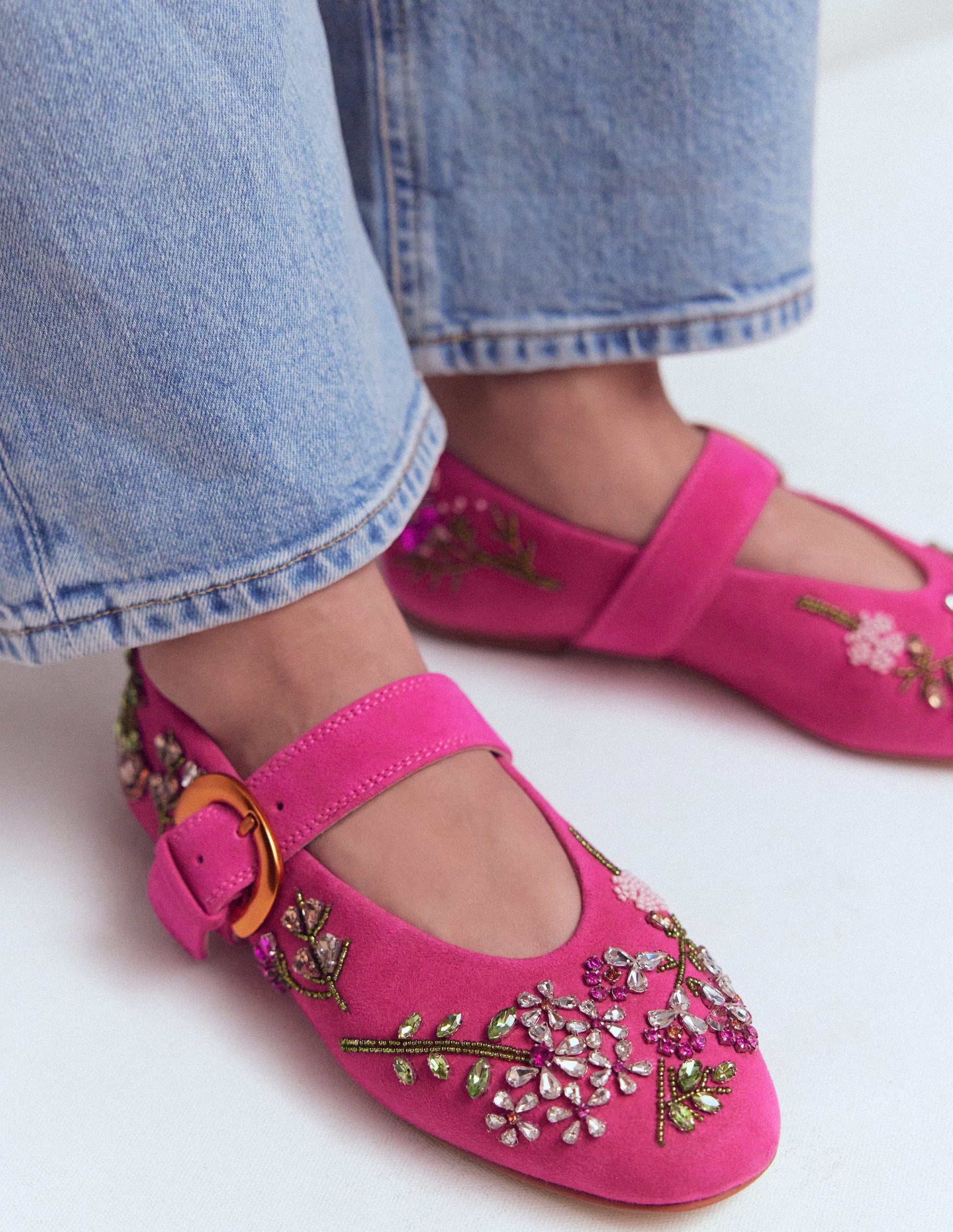 Kylie Flache Mary Janes mit Schnalle-Verziert Rosa-2