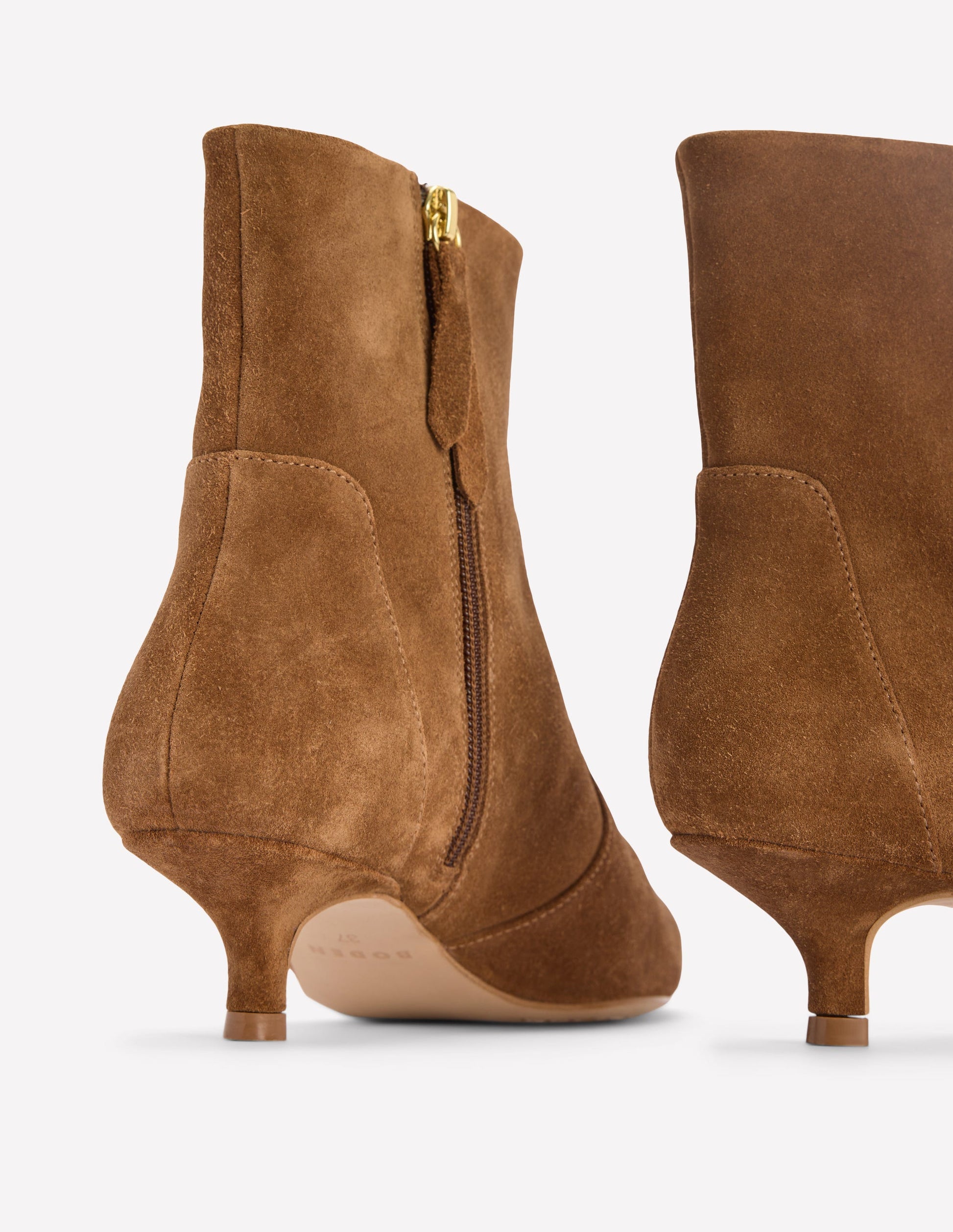 Isobel Kitten Heel Ankle Boot-Cognac Suede-5