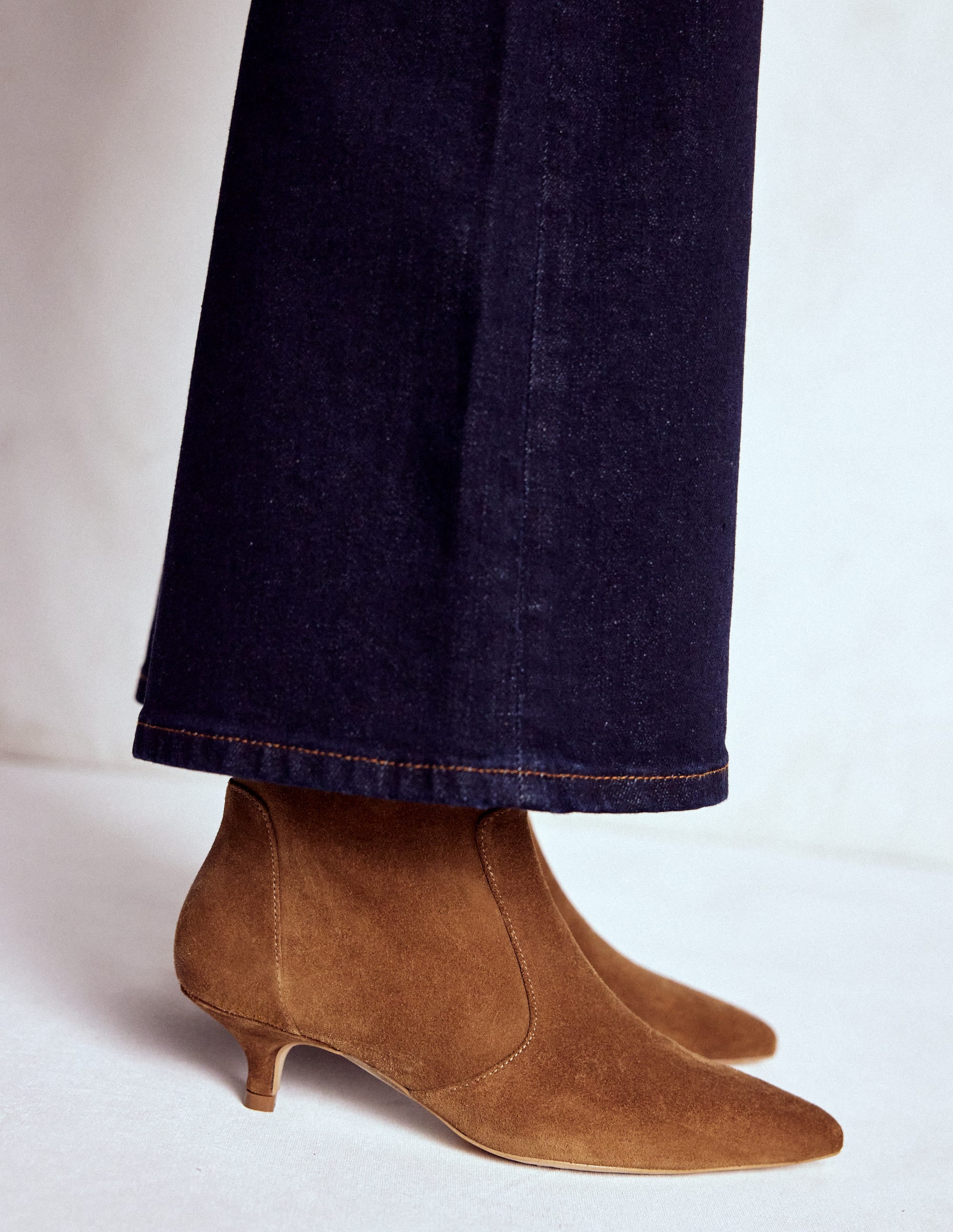 Isobel Kitten Heel Ankle Boot-Cognac Suede - Image 3