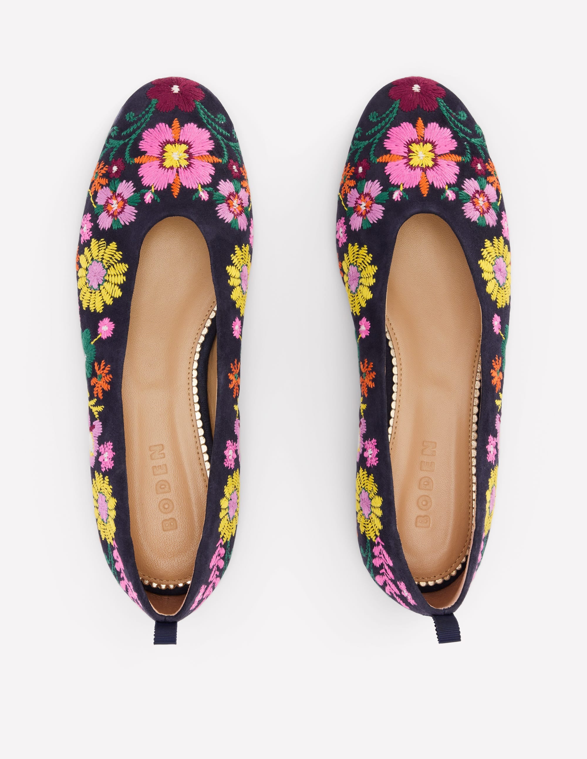 Hoch geschnittene Ballerinas-Navy/Stickerei - Image 6