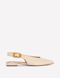 Hochgeschnittene, flache Schuhe mit spitzem Zehenbereich-Beige