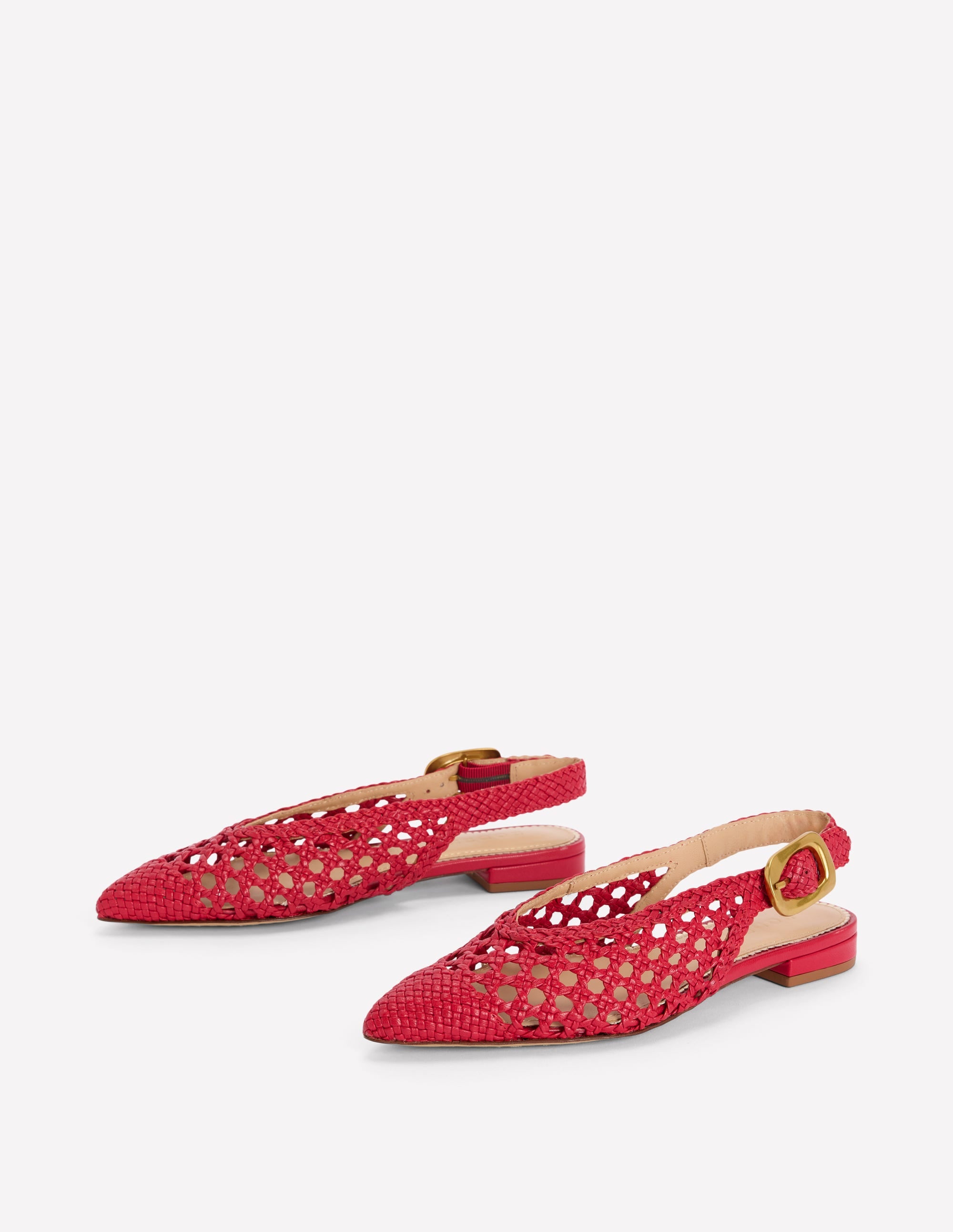 Hochgeschnittene, flache Schuhe mit spitzem Zehenbereich-Rot Geflochten - Image 3