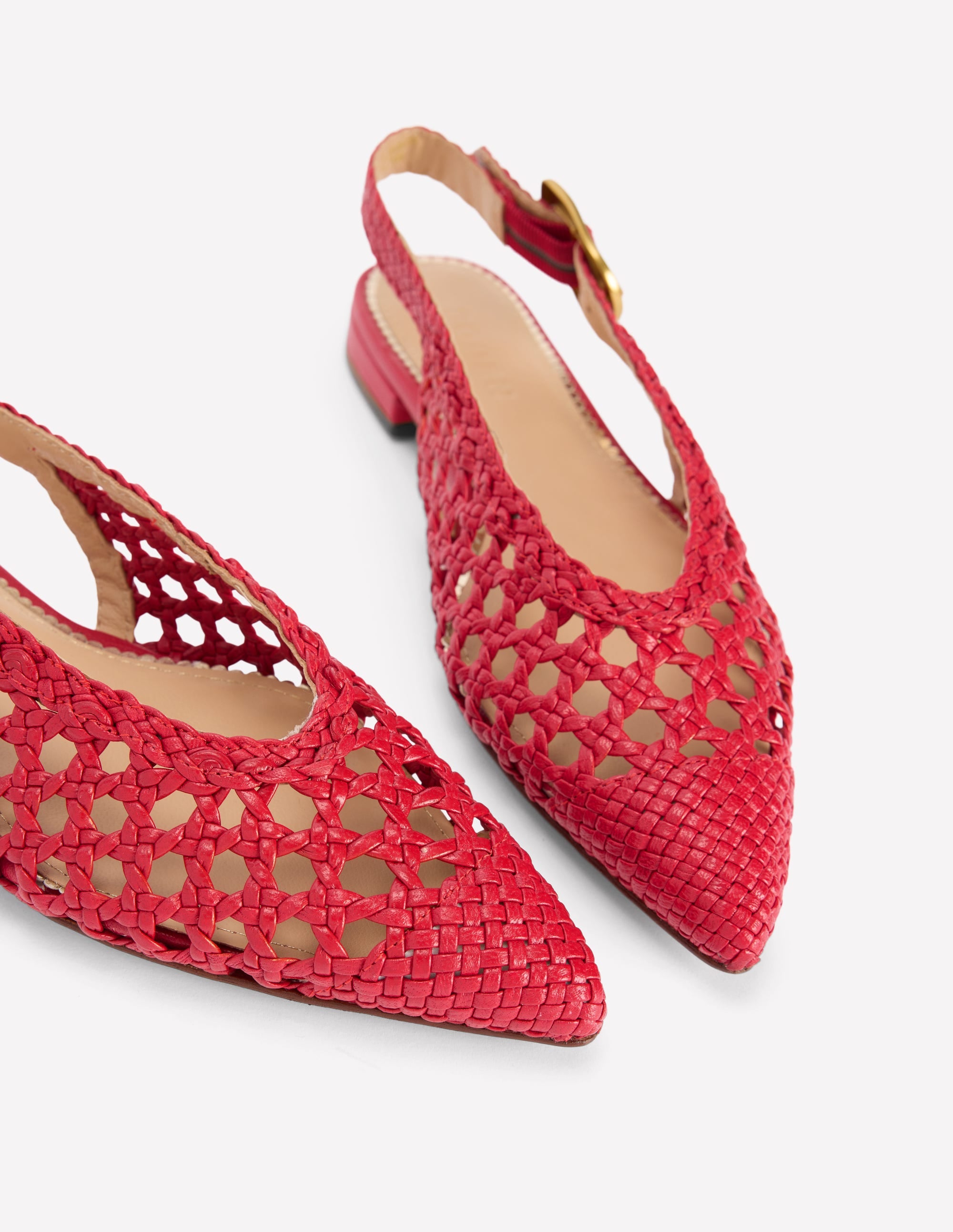 Hochgeschnittene, flache Schuhe mit spitzem Zehenbereich-Rot Geflochten - Image 4