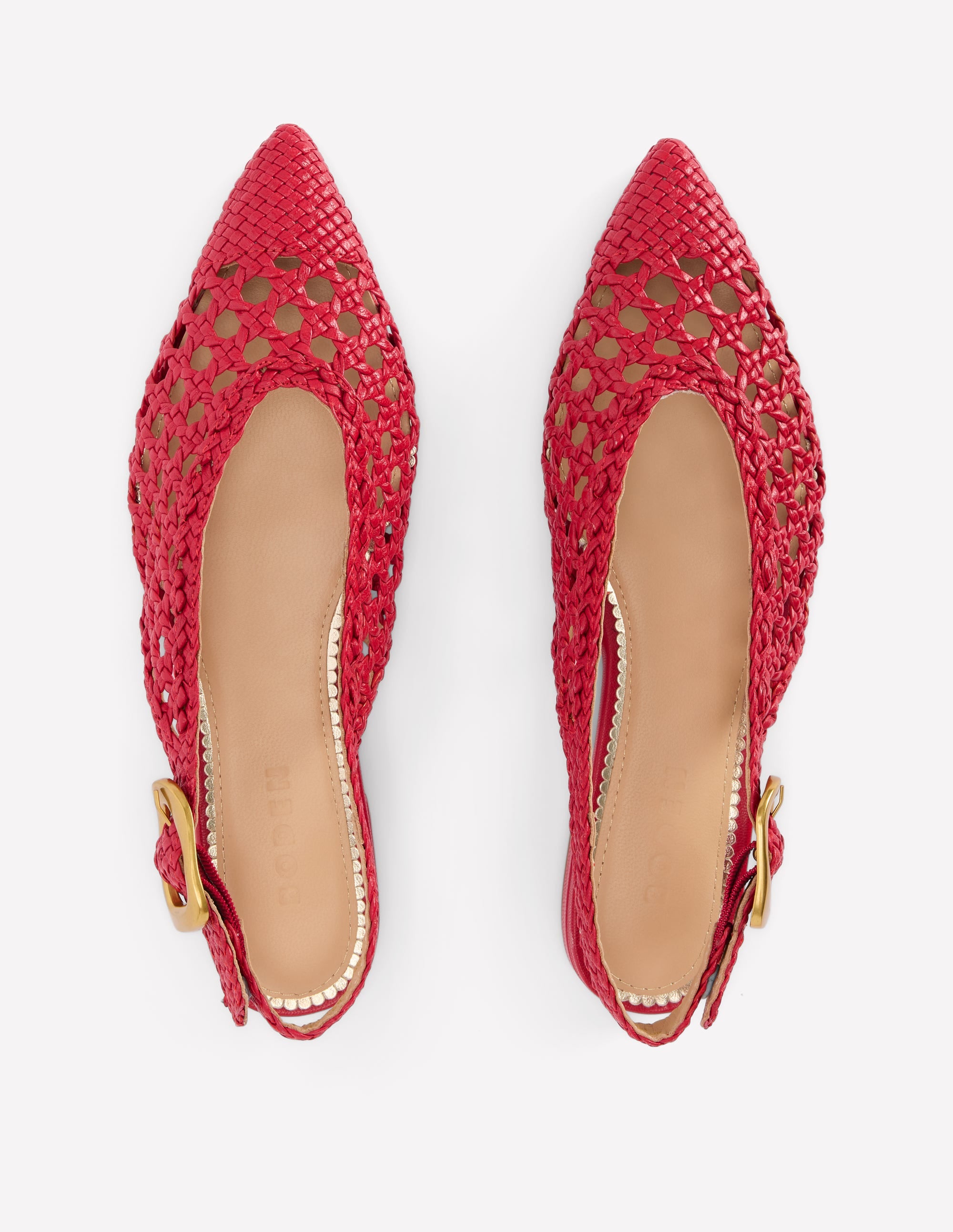 Hochgeschnittene, flache Schuhe mit spitzem Zehenbereich-Rot Geflochten - Image 5