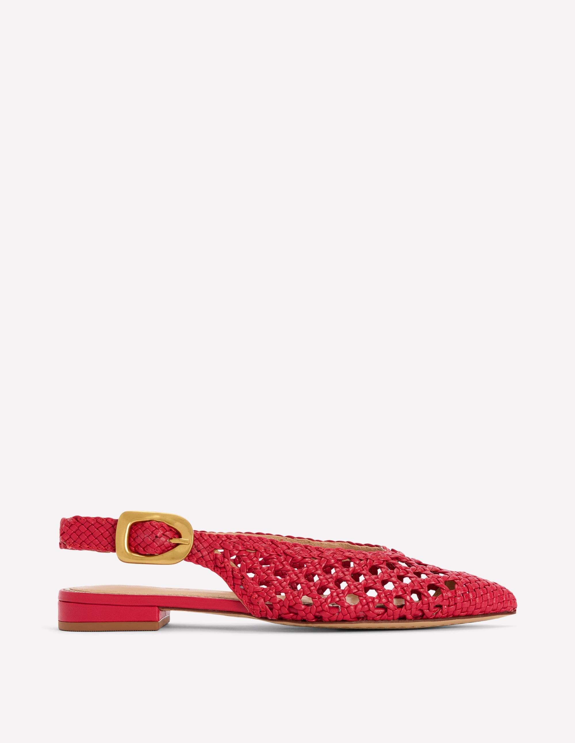 Hochgeschnittene, flache Schuhe mit spitzem Zehenbereich-Rot Geflochten - Image 1