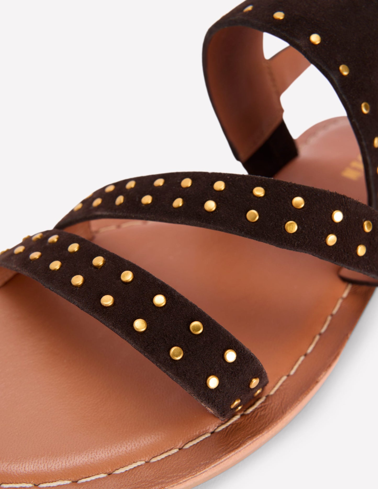 Asymmetrische Sandalen-Bitterschokolade