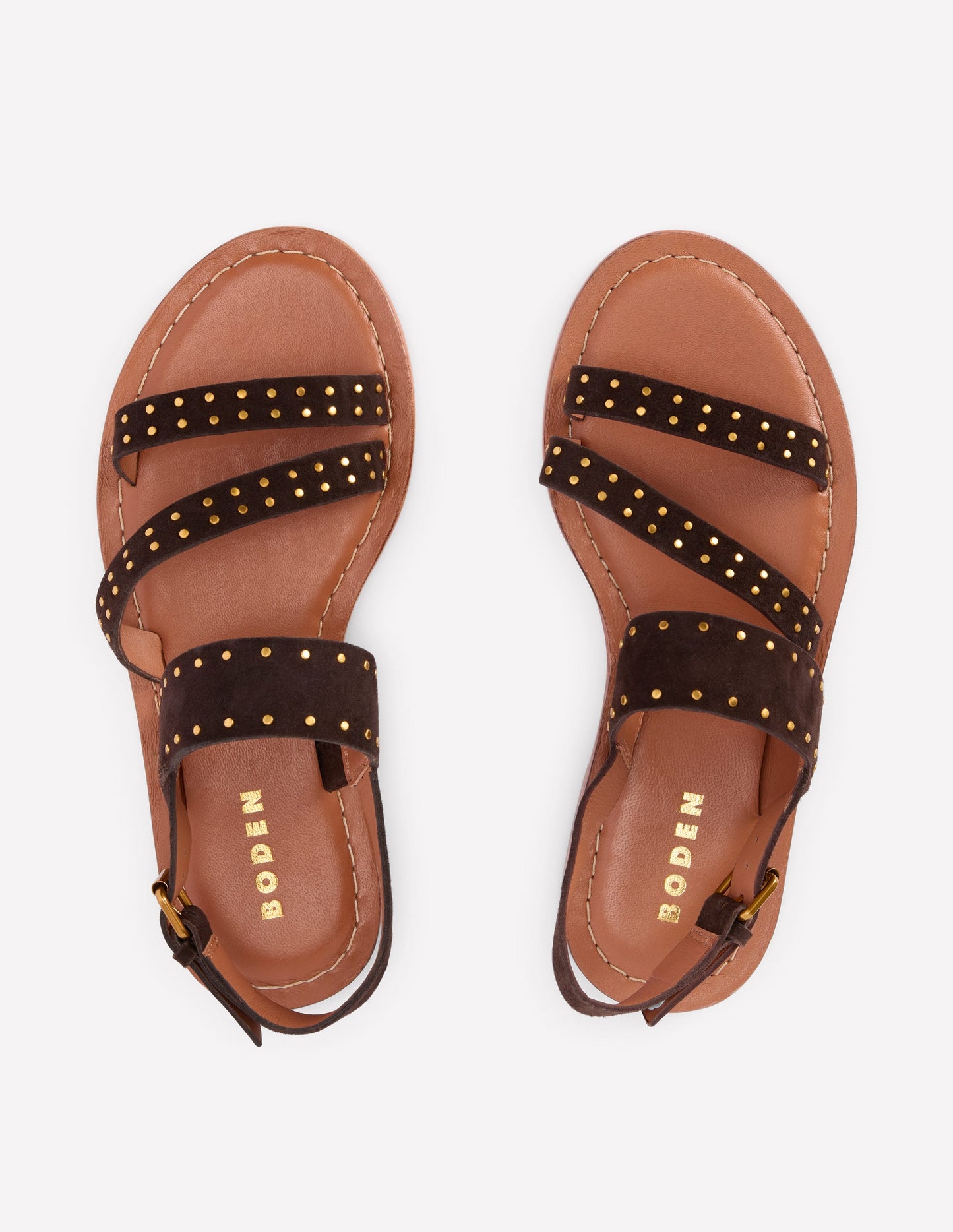 Asymmetrische Sandalen-Bitterschokolade