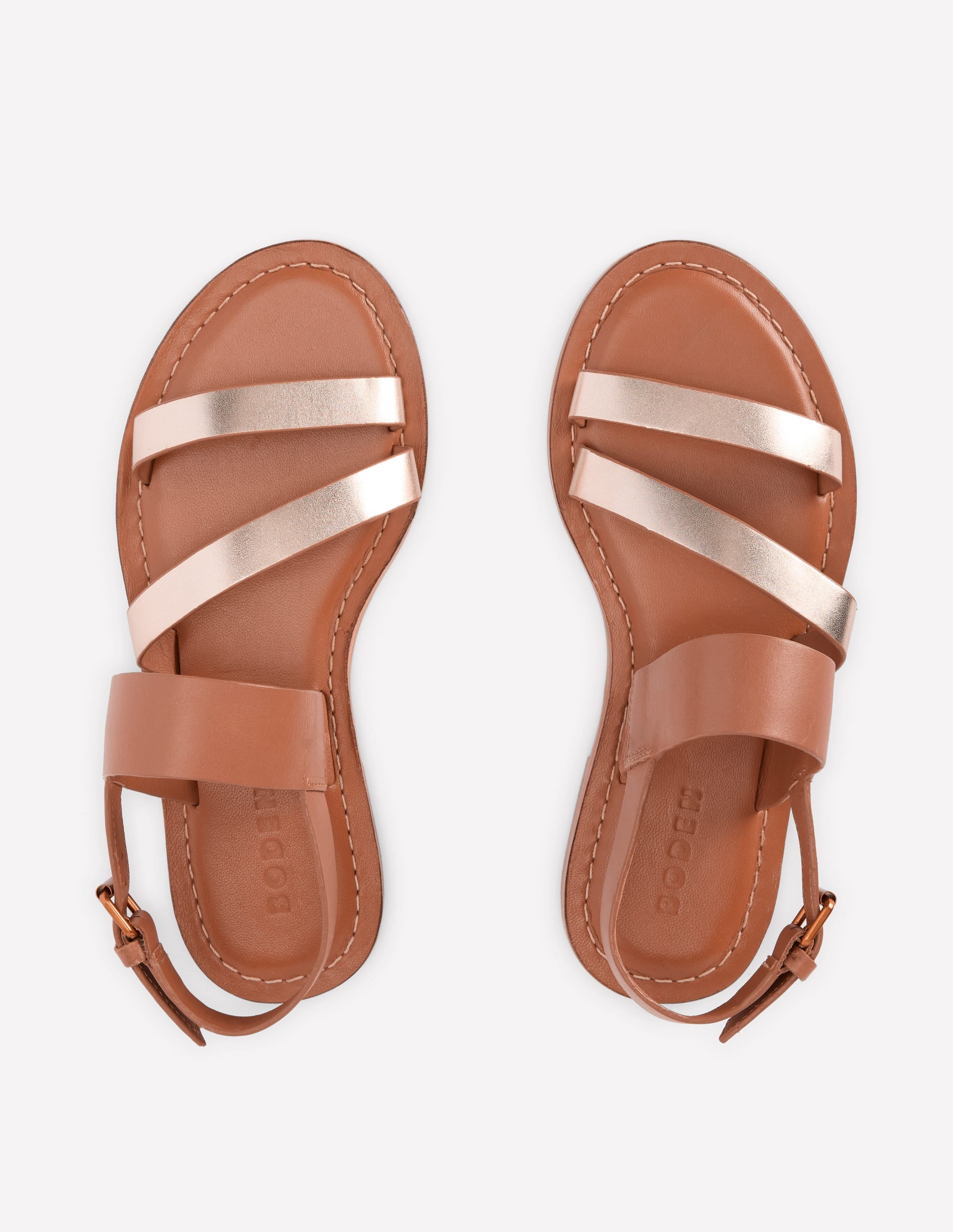 Asymmetrische Sandalen-Hellbraun/Gold - Image 6