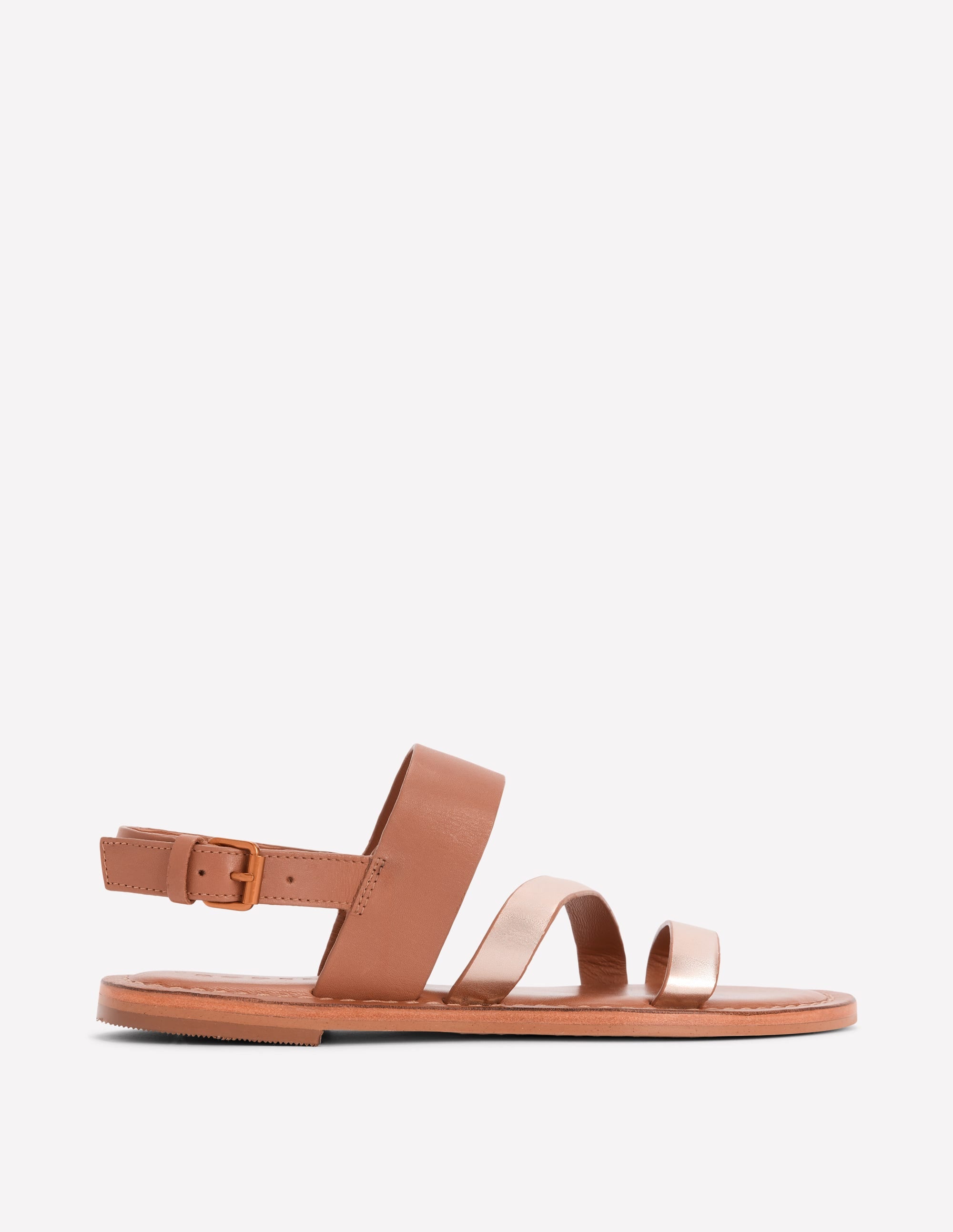 Asymmetrische Sandalen-Hellbraun/Gold - Image 1