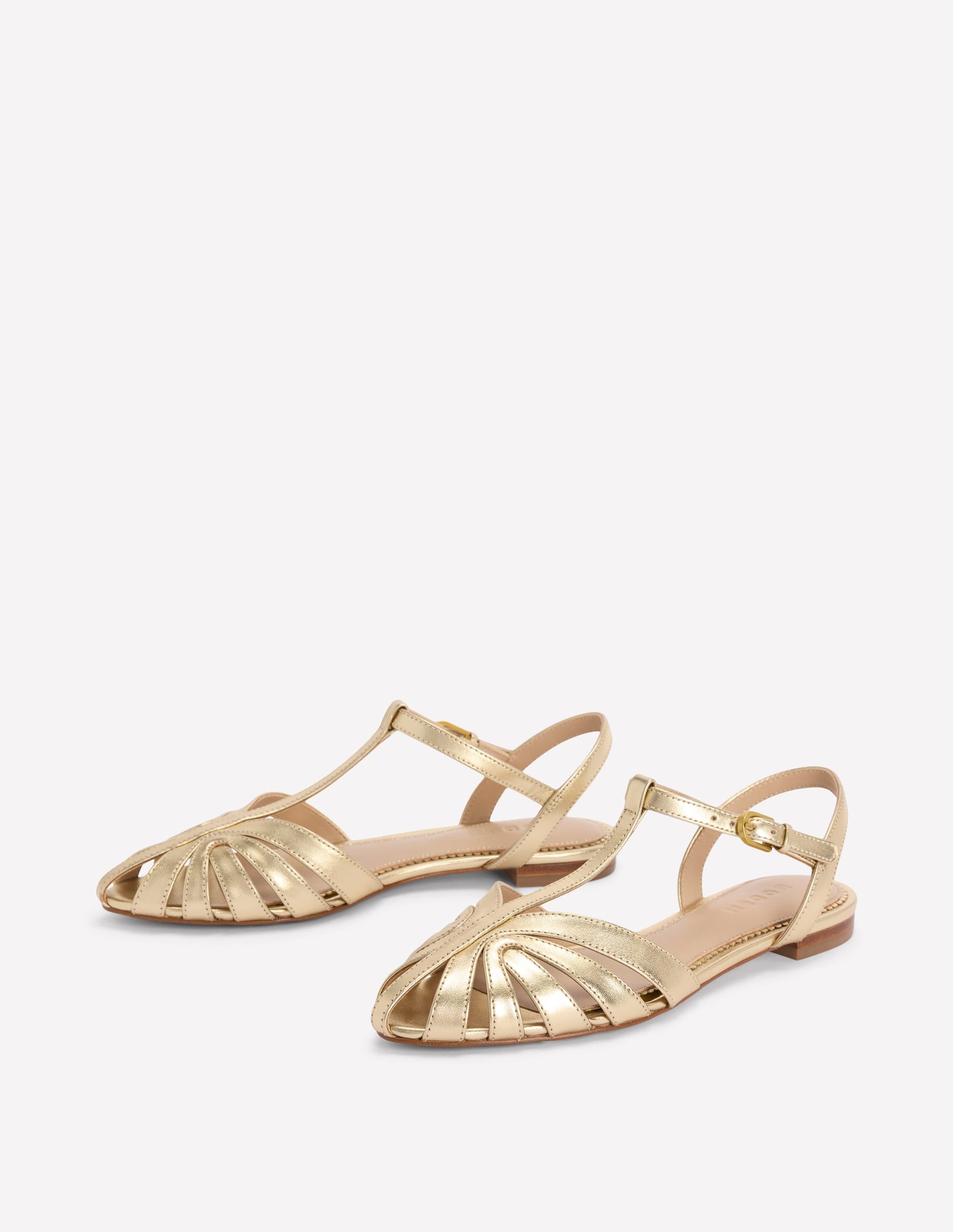 Flache Sandalen mit Gitterdesign-Gold - Image 3