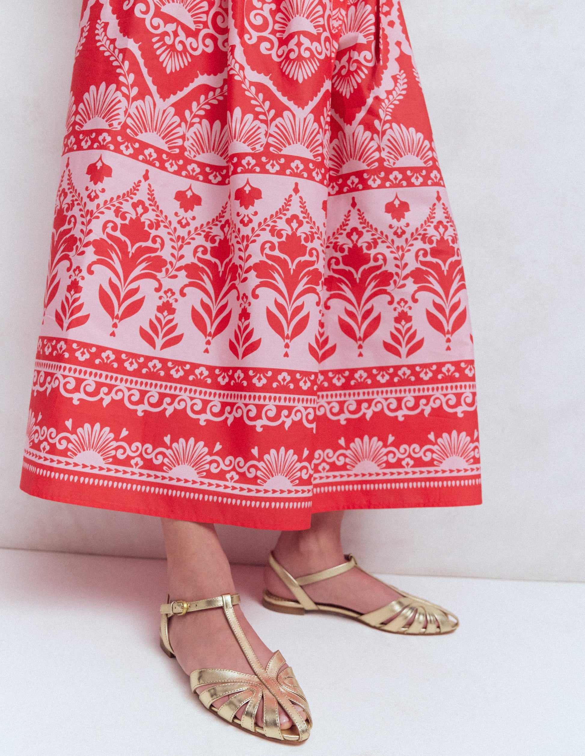 Flache Sandalen mit Gitterdesign-Gold-2