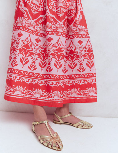 Flache Sandalen mit Gitterdesign-Gold-2