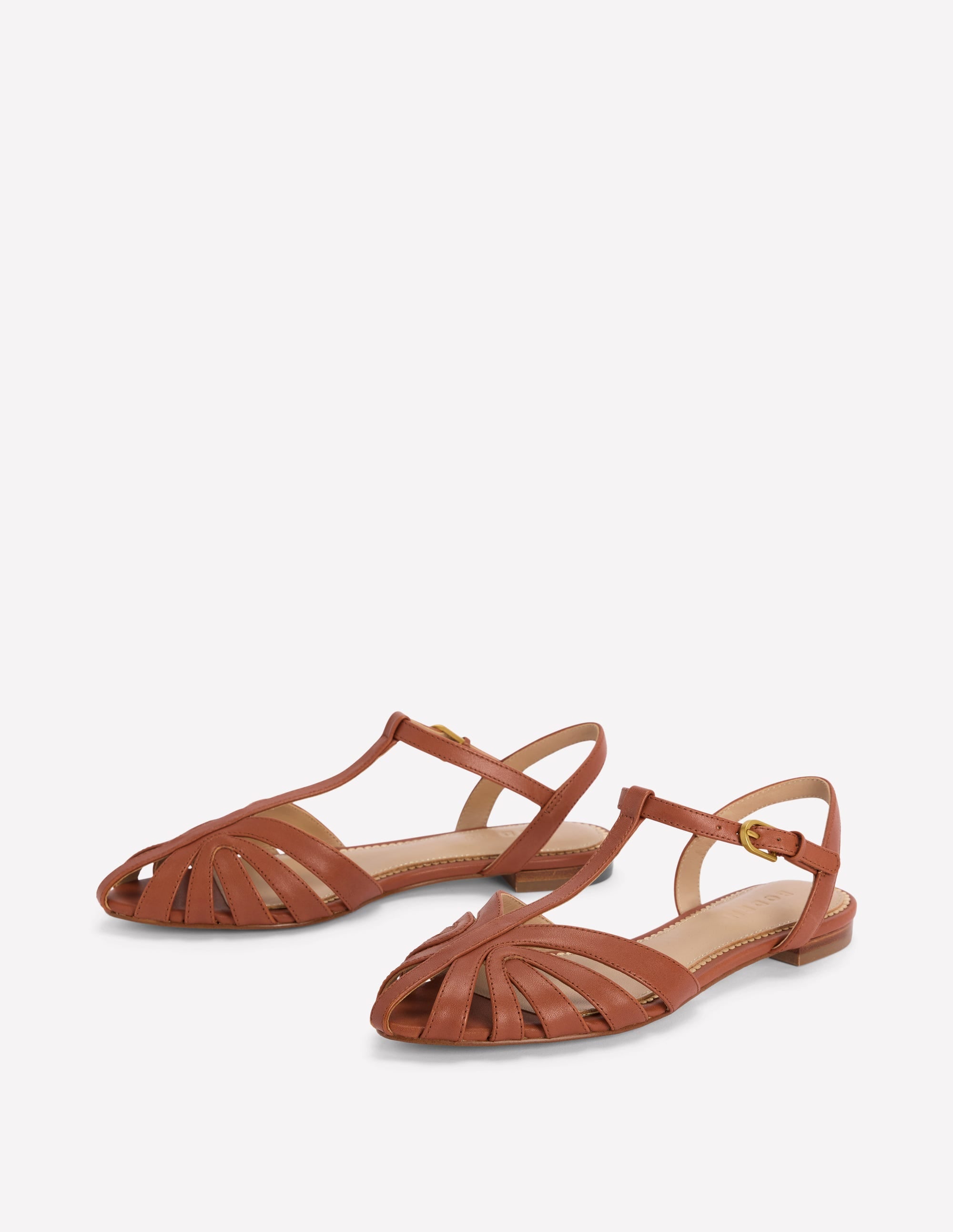Flache Sandalen mit Gitterdesign-Hellbraun - Image 3