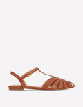 Sandales plates effet cage-Fauve
