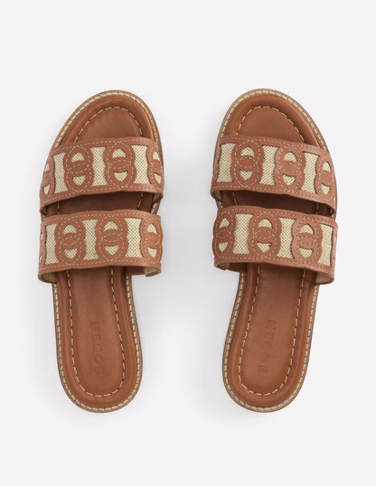 Flache Sandalen mit verschlungenem Design-Hellbraun-5