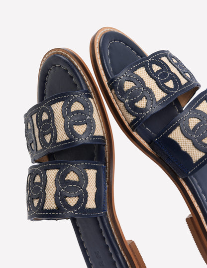 Flache Sandalen mit verschlungenem Design-Marineblau-5