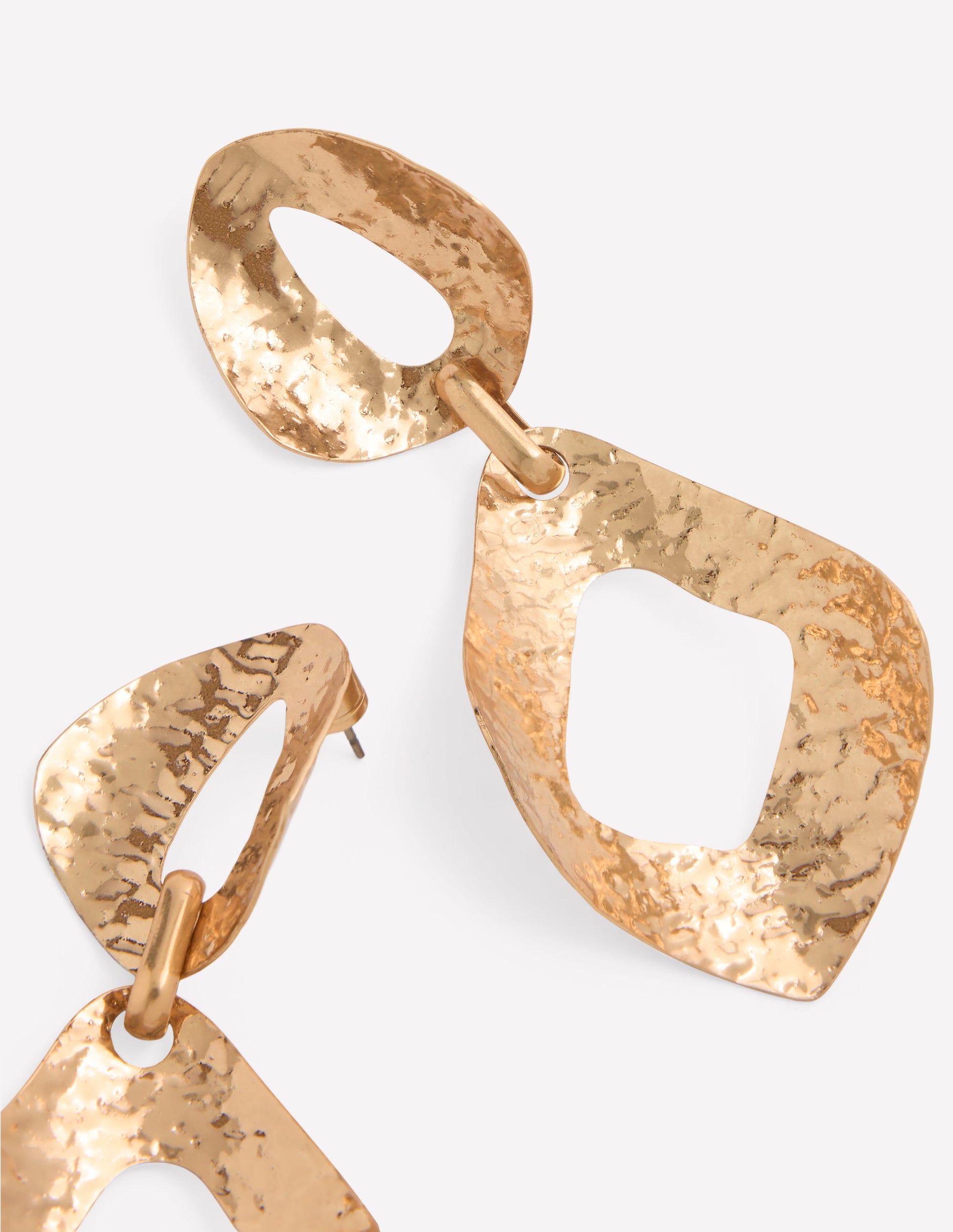 Hammered Double Earrings-Gold Colour-4